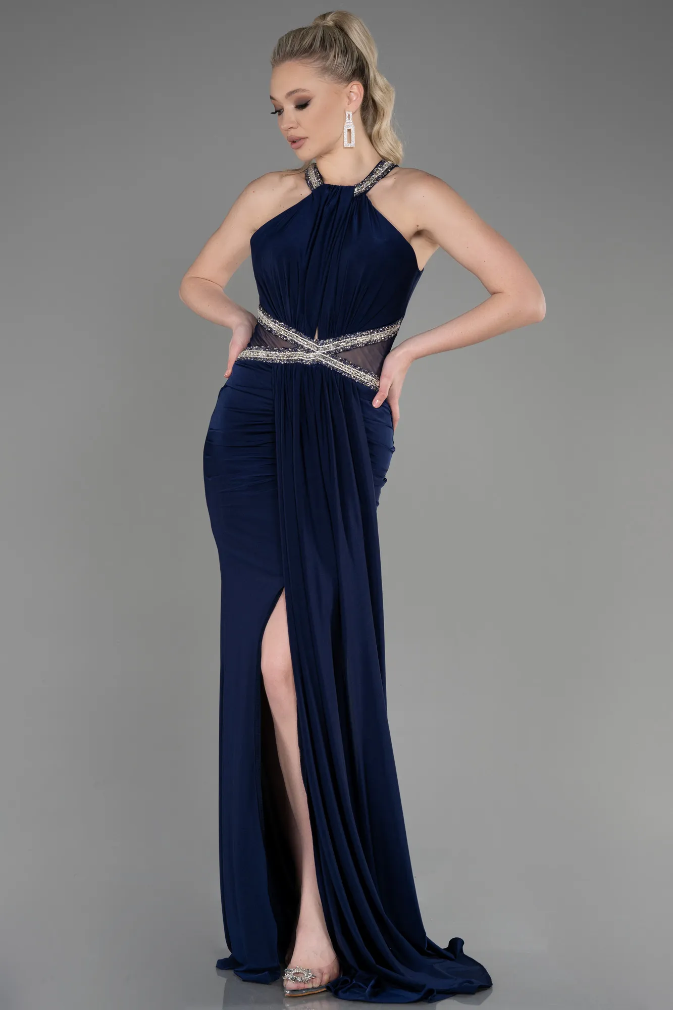 Navy Blue-Long Mermaid Prom Dress ABU2940