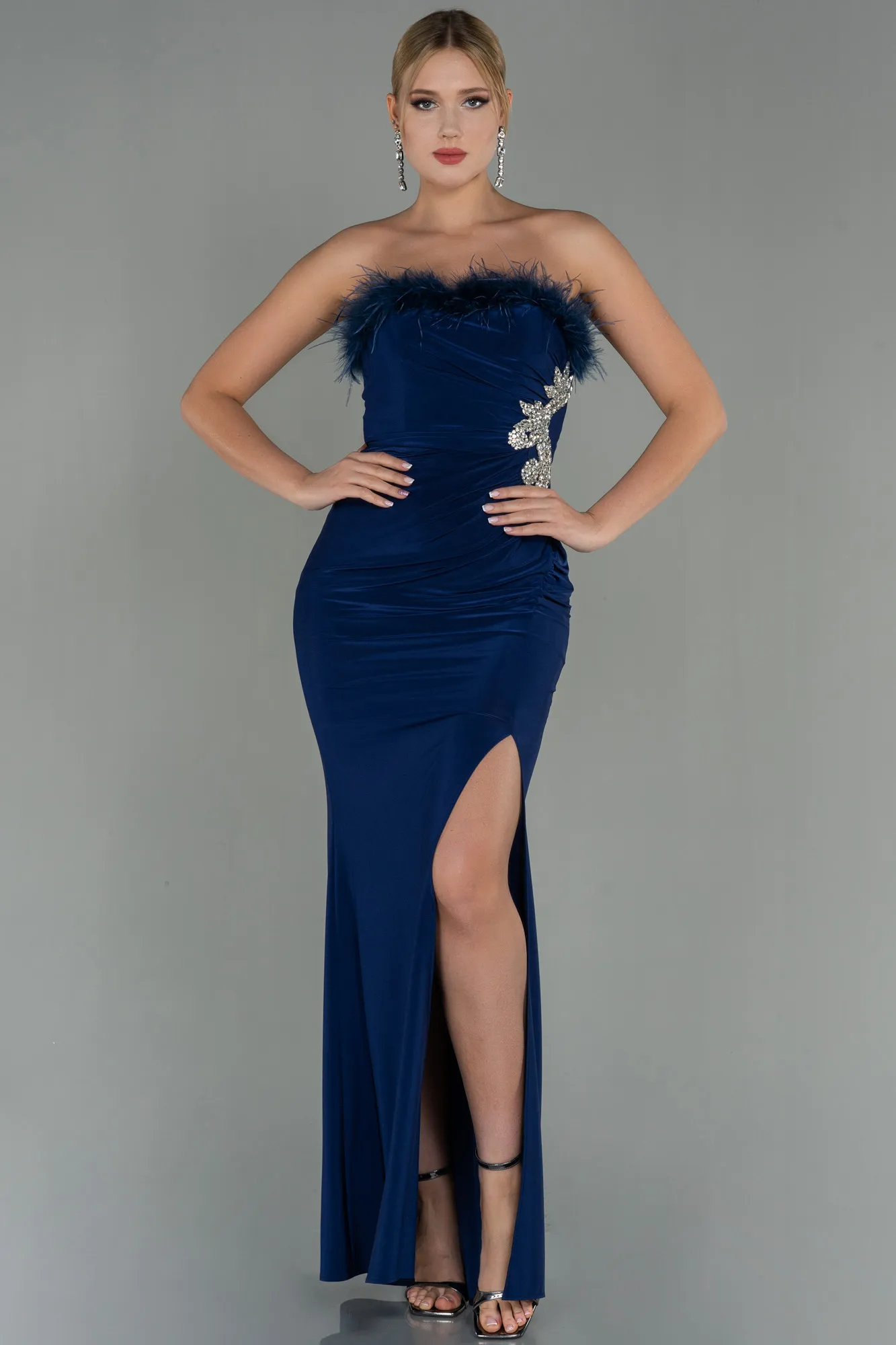 Navy Blue-Long Mermaid Prom Dress ABU3049