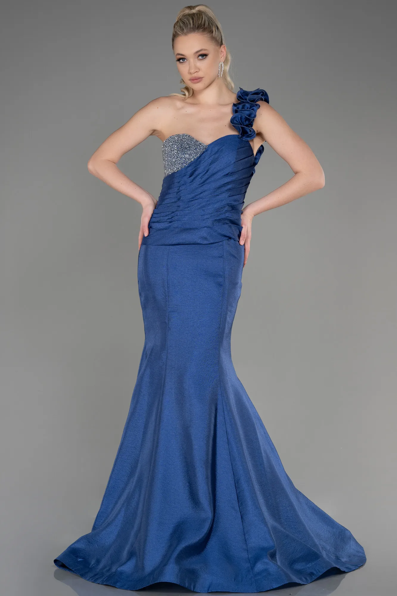 Navy Blue-Long Mermaid Prom Dress ABU3524