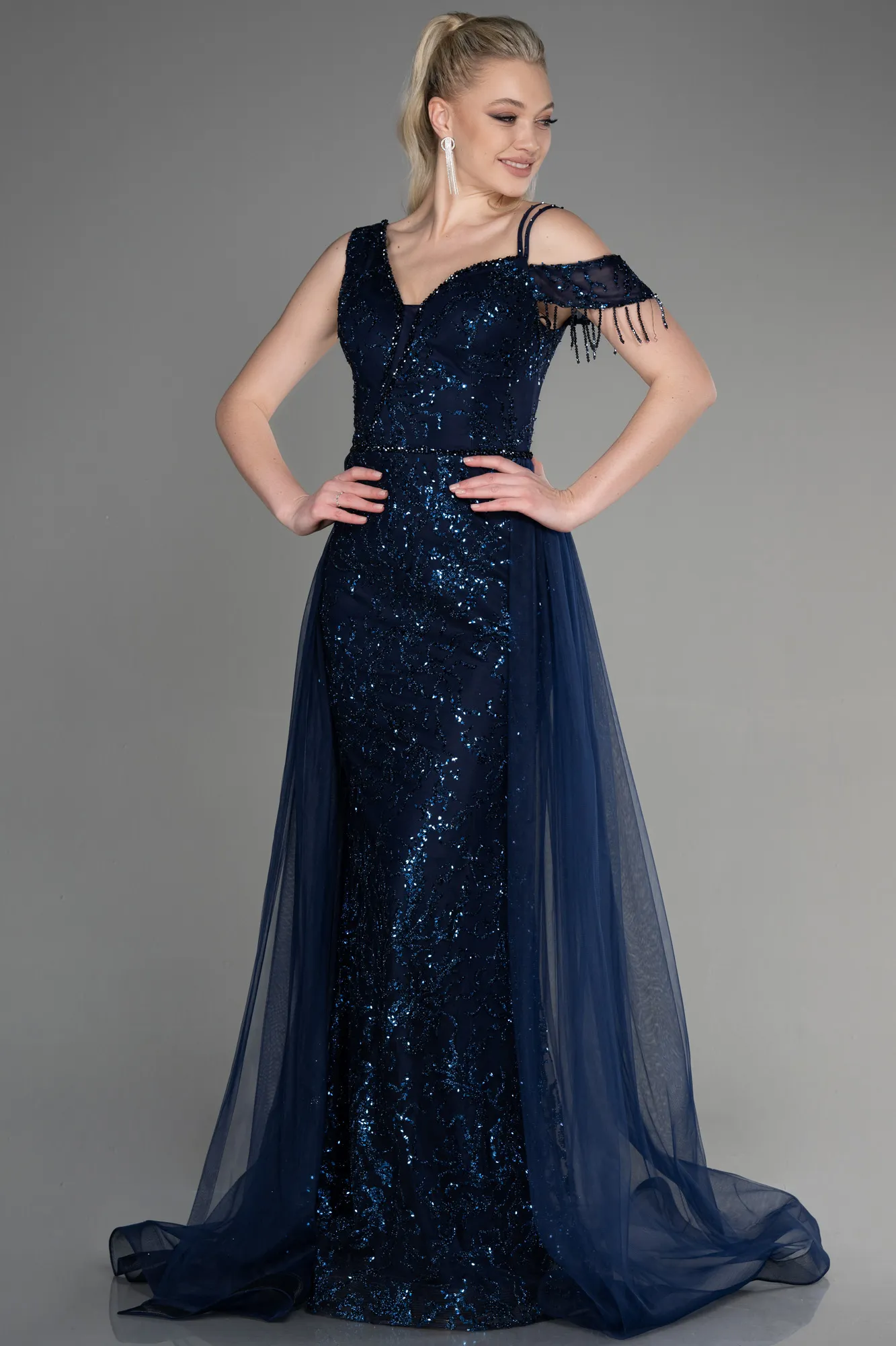 Navy Blue-Long Mermaid Prom Dress ABU3638