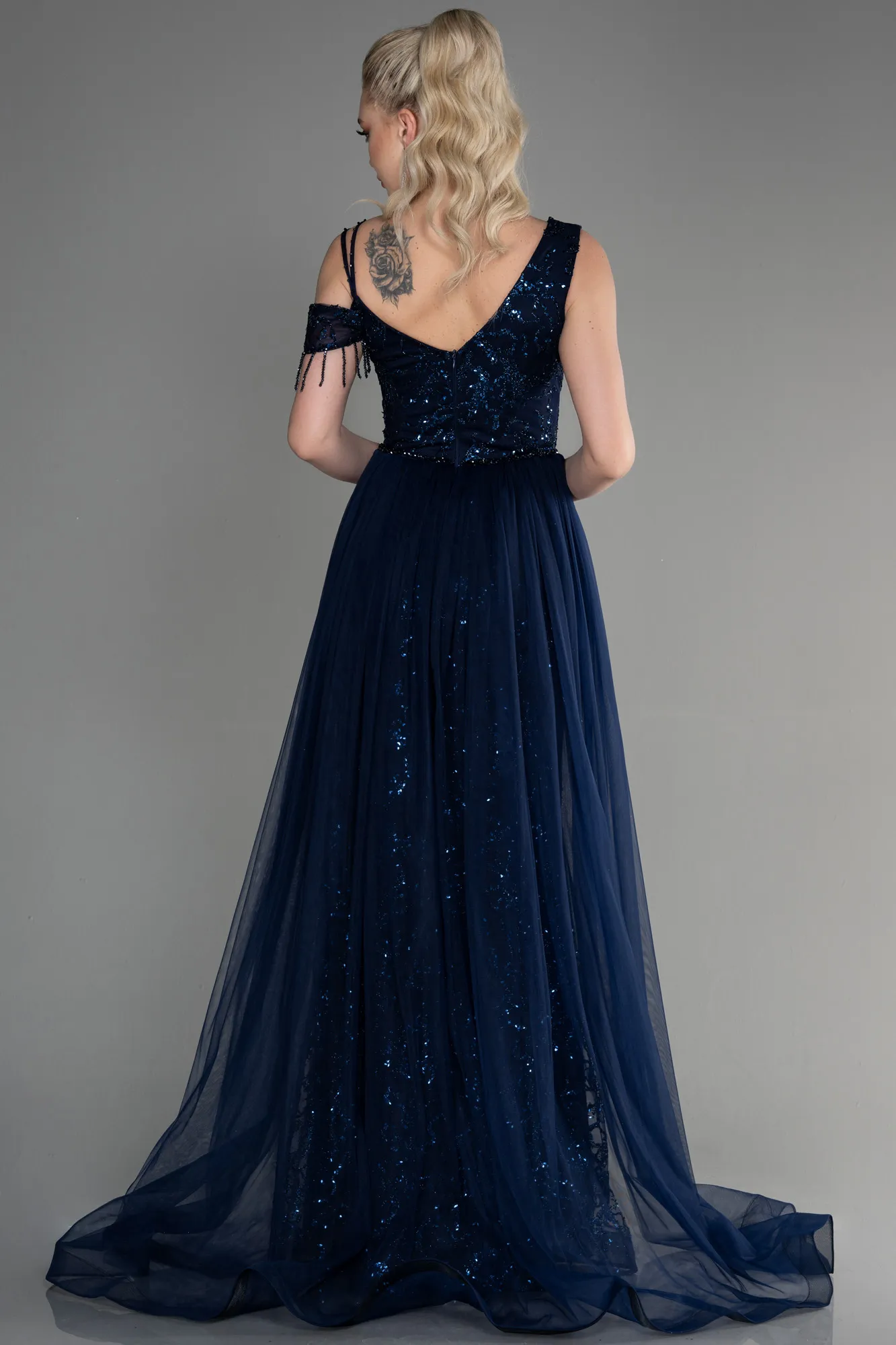 Navy Blue-Long Mermaid Prom Dress ABU3638