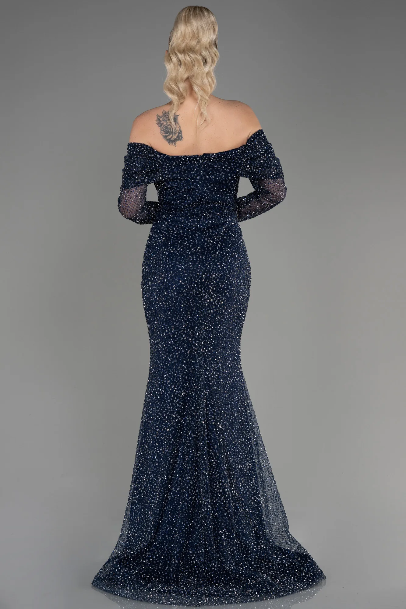 Navy Blue-Long Mermaid Prom Dress ABU3756