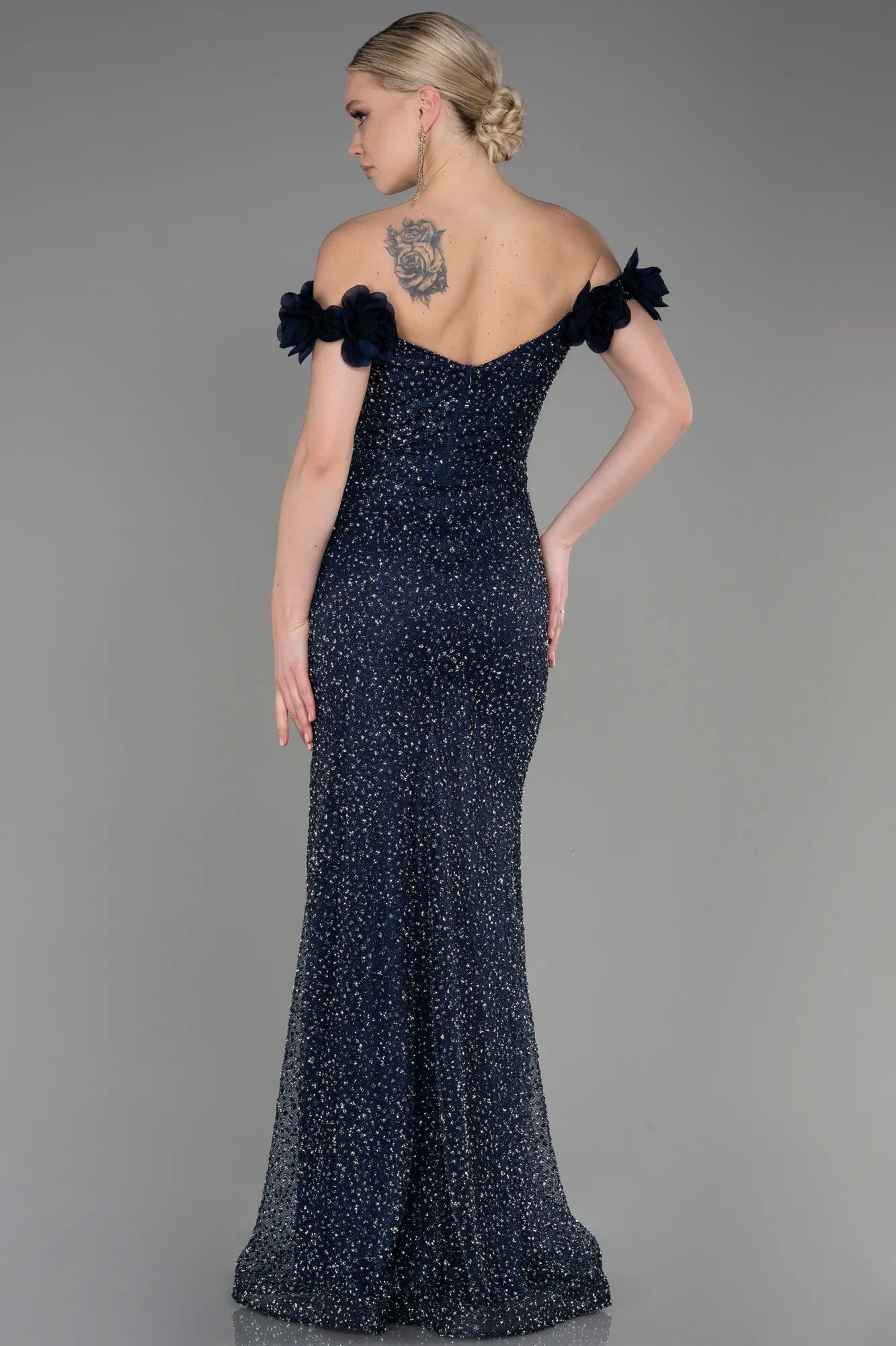 Navy Blue-Long Mermaid Prom Dress ABU3776
