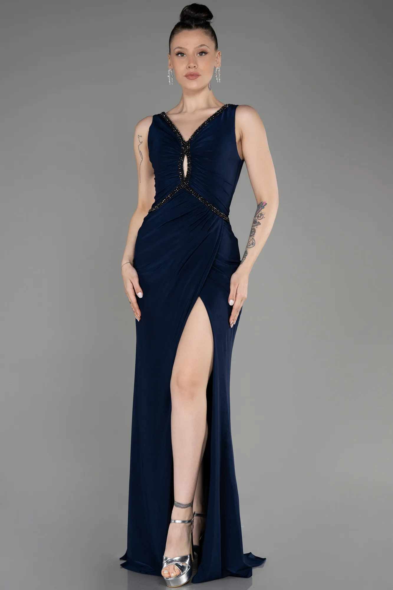 Navy Blue-Long Mermaid Prom Dress ABU3782