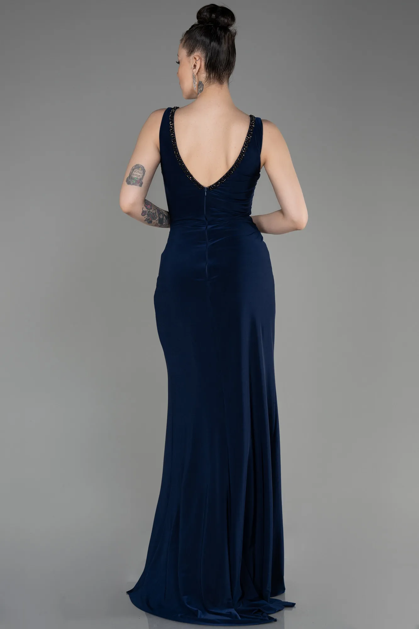 Navy Blue-Long Mermaid Prom Dress ABU3782