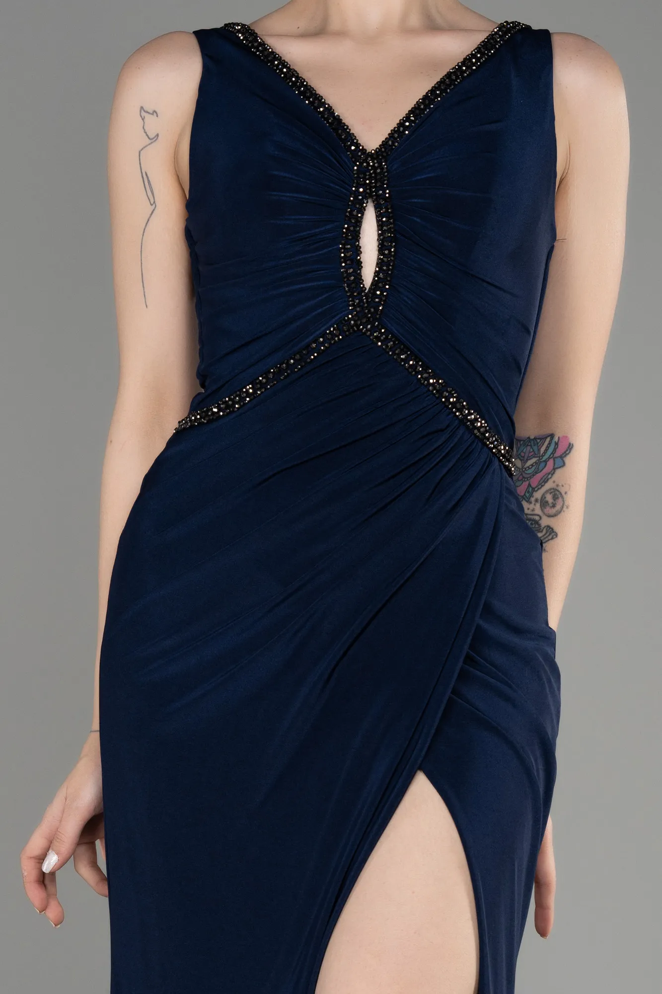 Navy Blue-Long Mermaid Prom Dress ABU3782