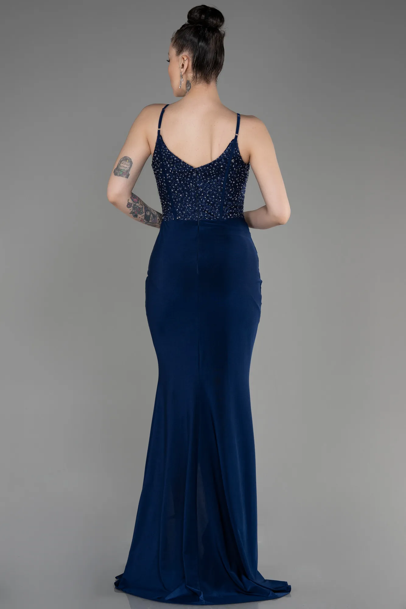 Navy Blue-Long Mermaid Prom Dress ABU3786