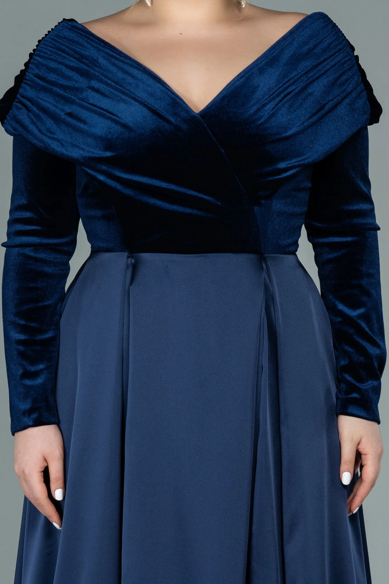 Navy Blue-Long Oversized Evening Dress ABU2084