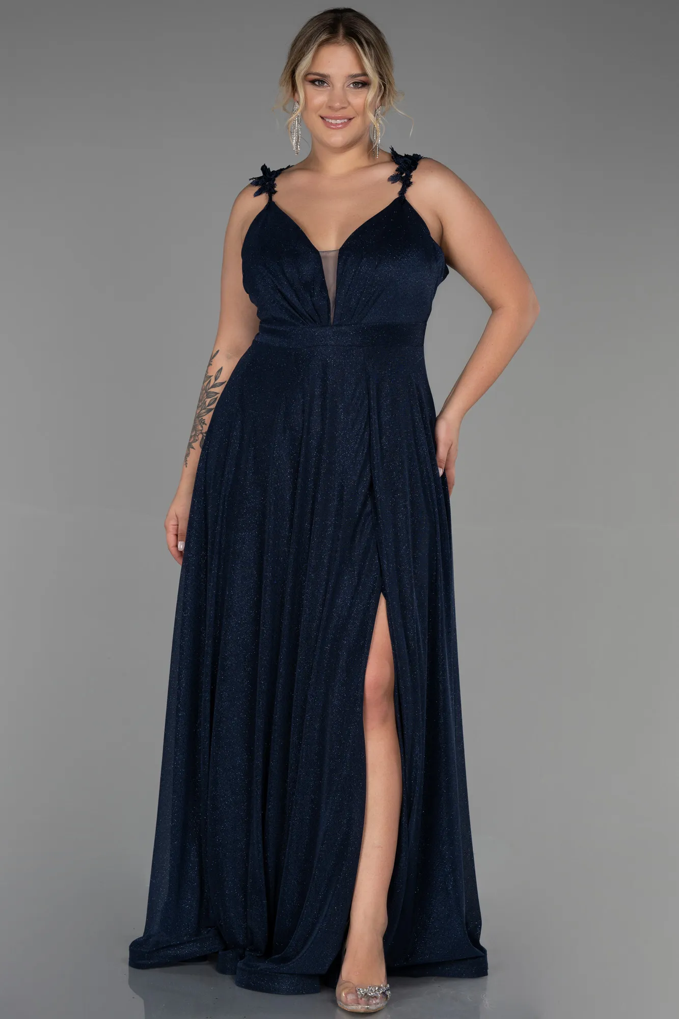 Navy Blue-Long Oversized Evening Dress ABU3174