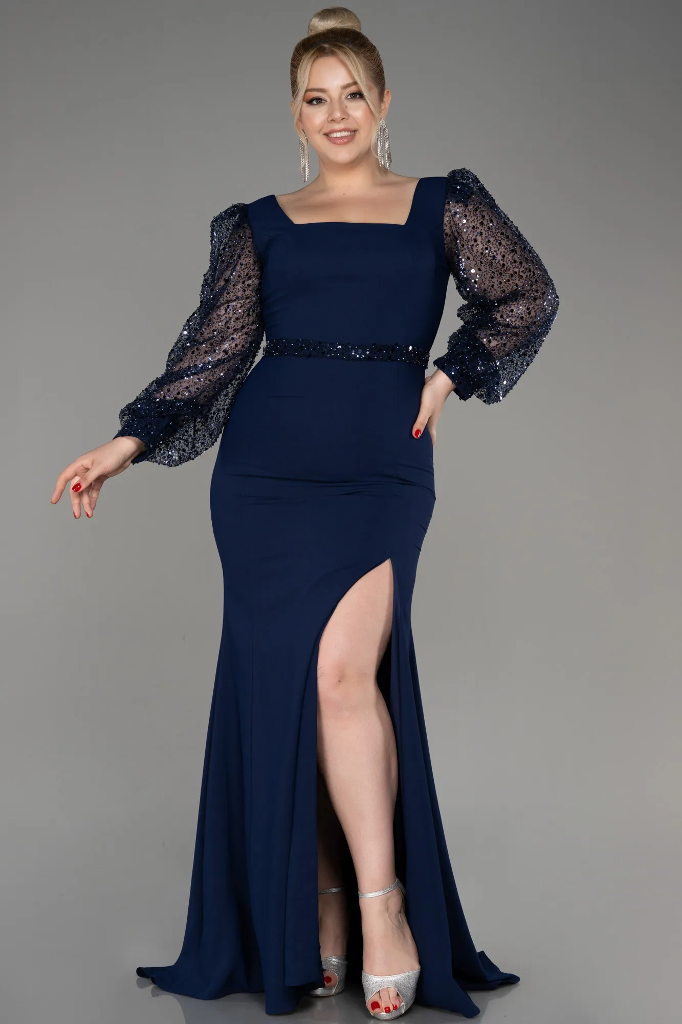 Navy Blue-Long Oversized Evening Dress ABU3912