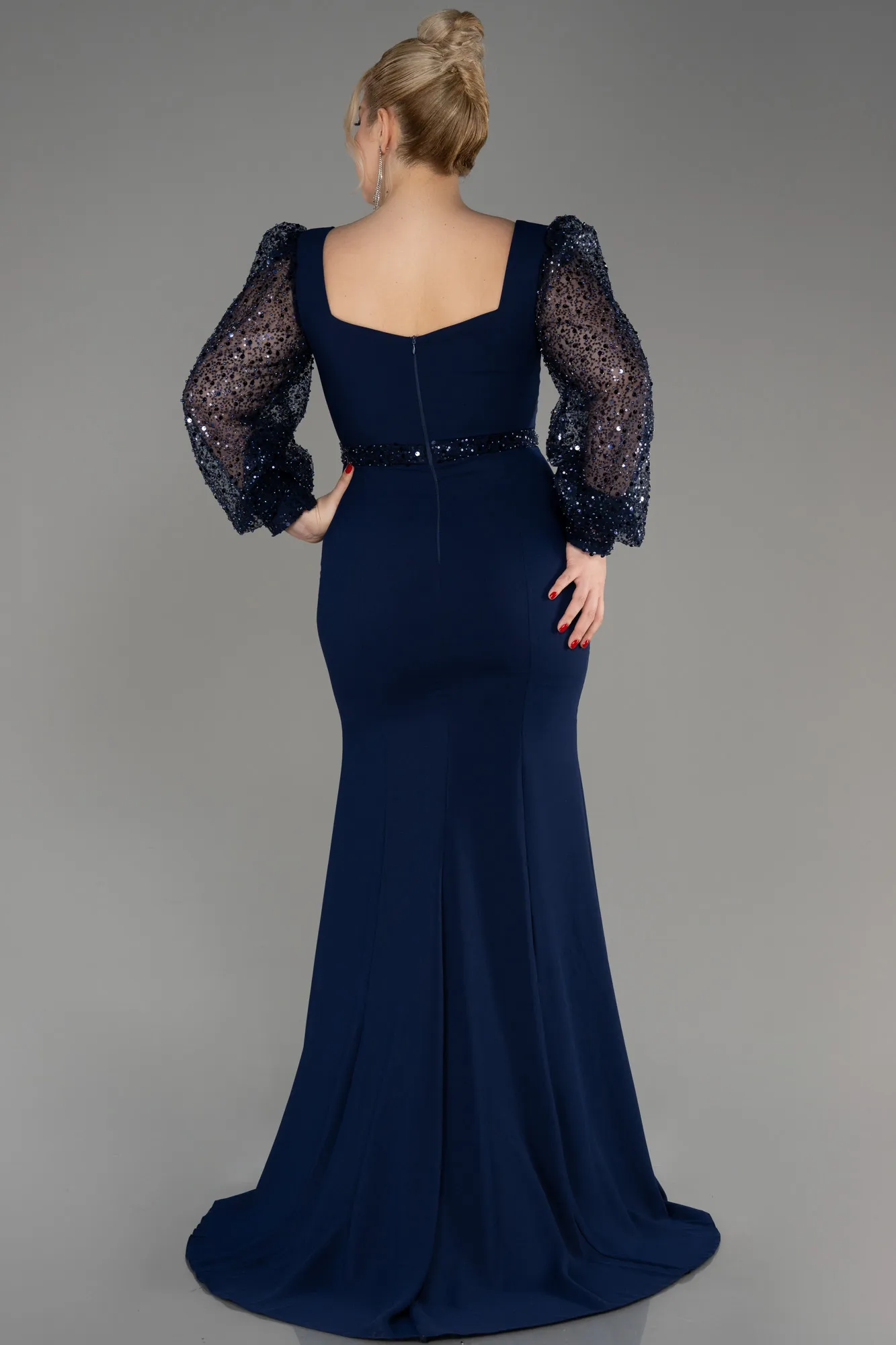 Navy Blue-Long Oversized Evening Dress ABU3912