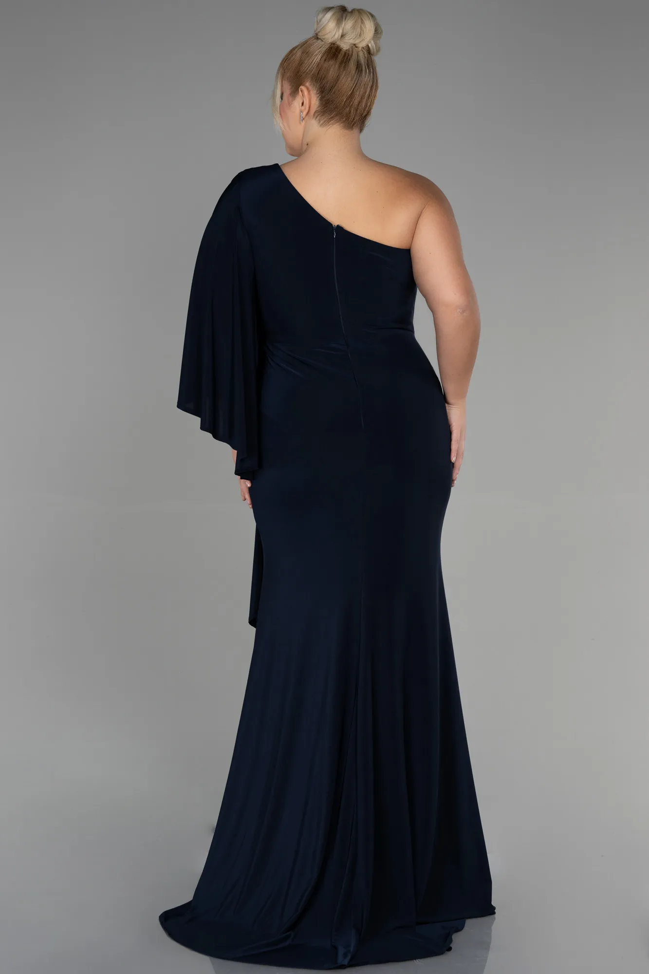 Navy Blue-Long Plus Size Engagement Dress ABU3373