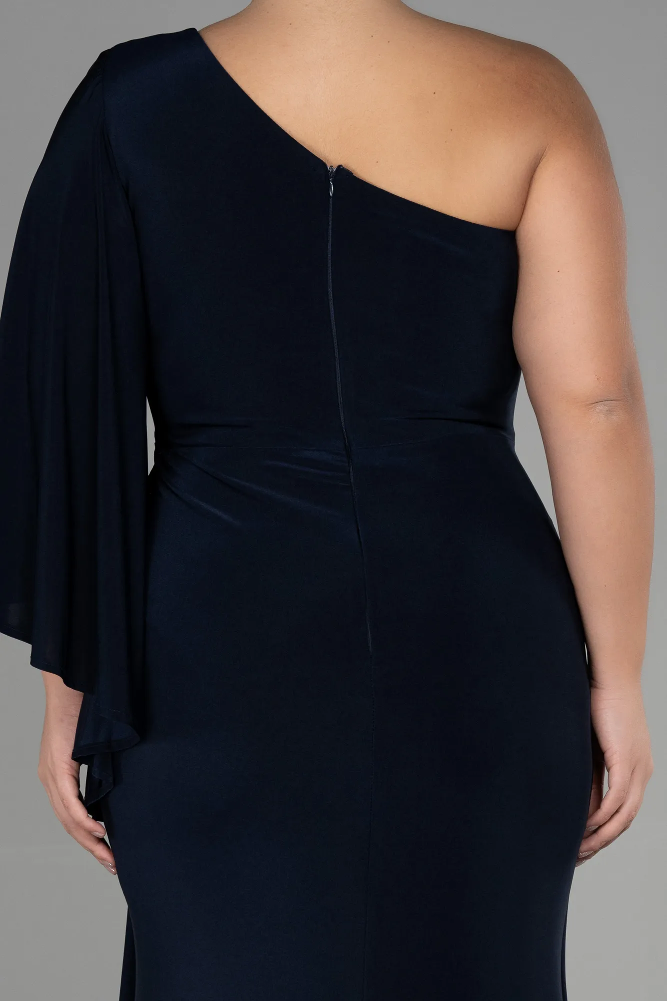 Navy Blue-Long Plus Size Engagement Dress ABU3373