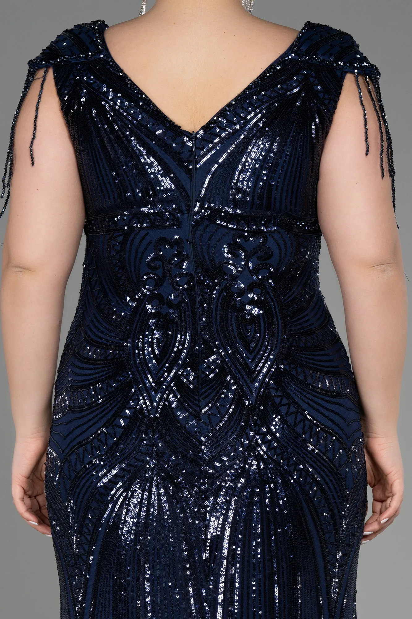 Navy Blue-Long Plus Size Engagement Dress ABU3730