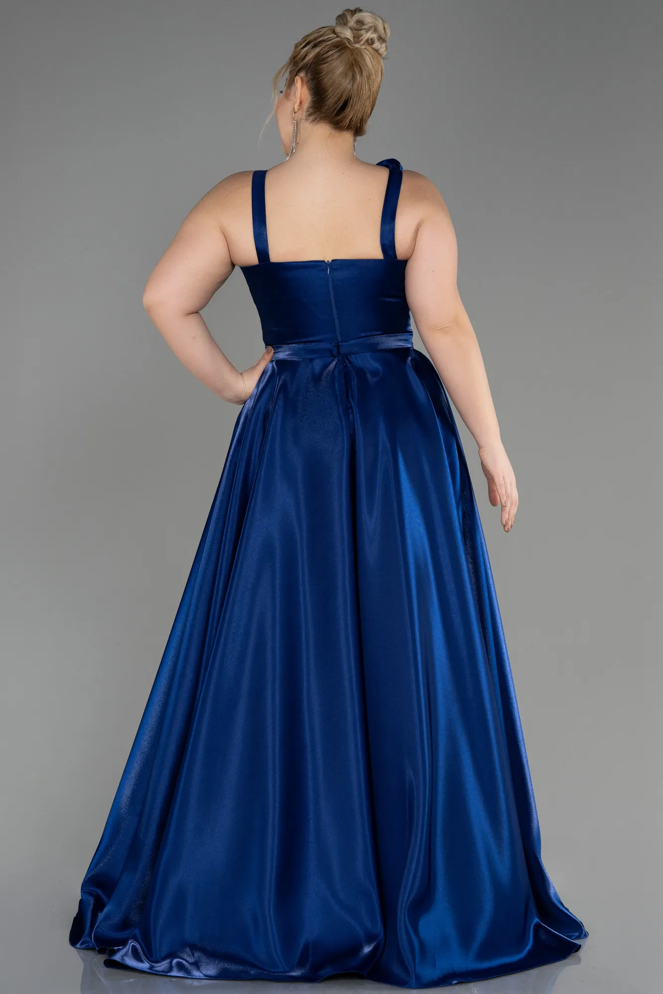 Navy Blue-Long Plus Size Engagement Dress ABU3752