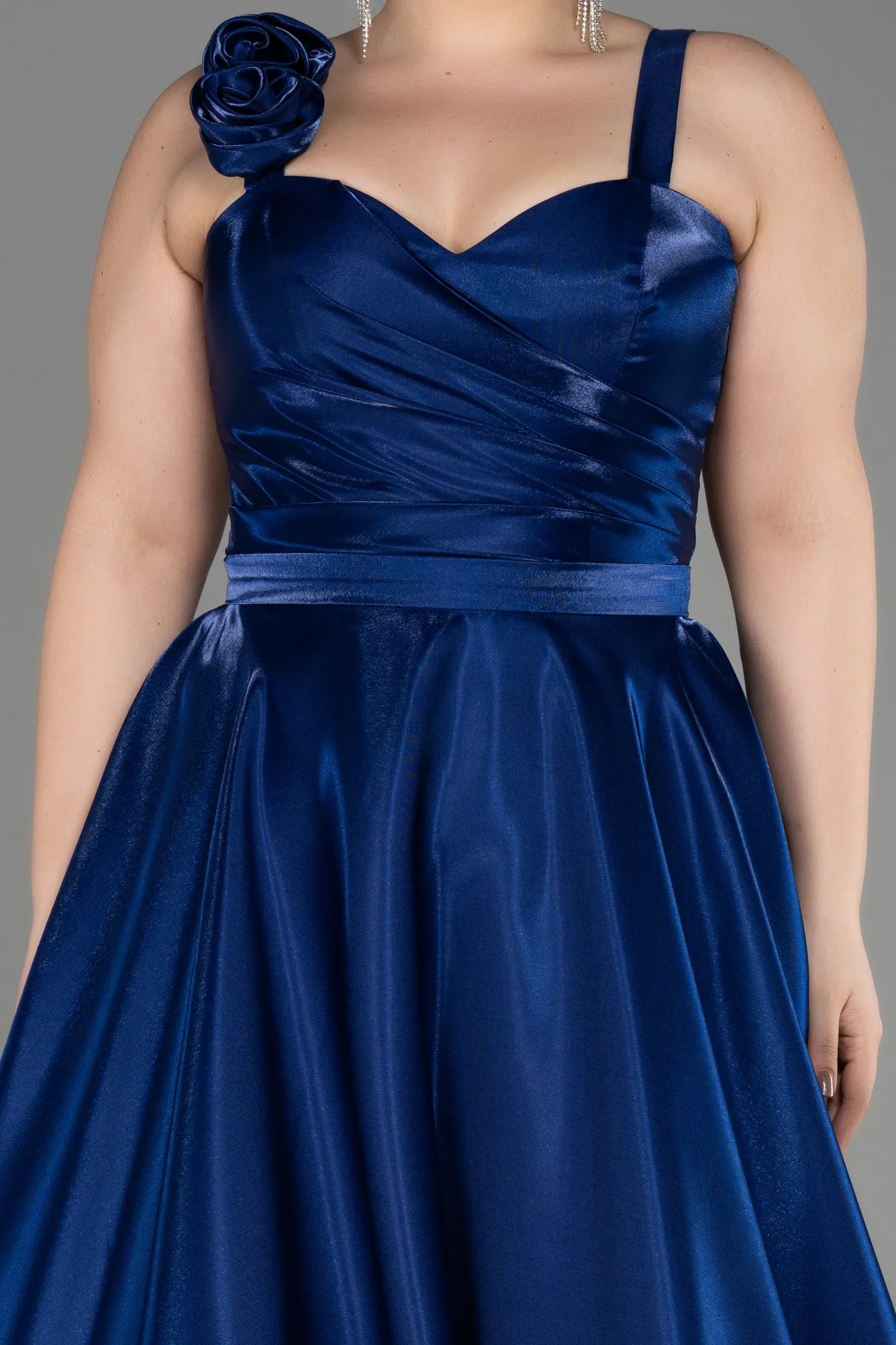 Navy Blue-Long Plus Size Engagement Dress ABU3752