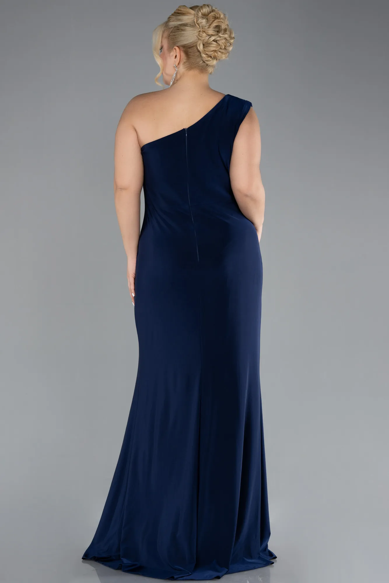 Navy Blue-Long Plus Size Engagement Dress ABU4148