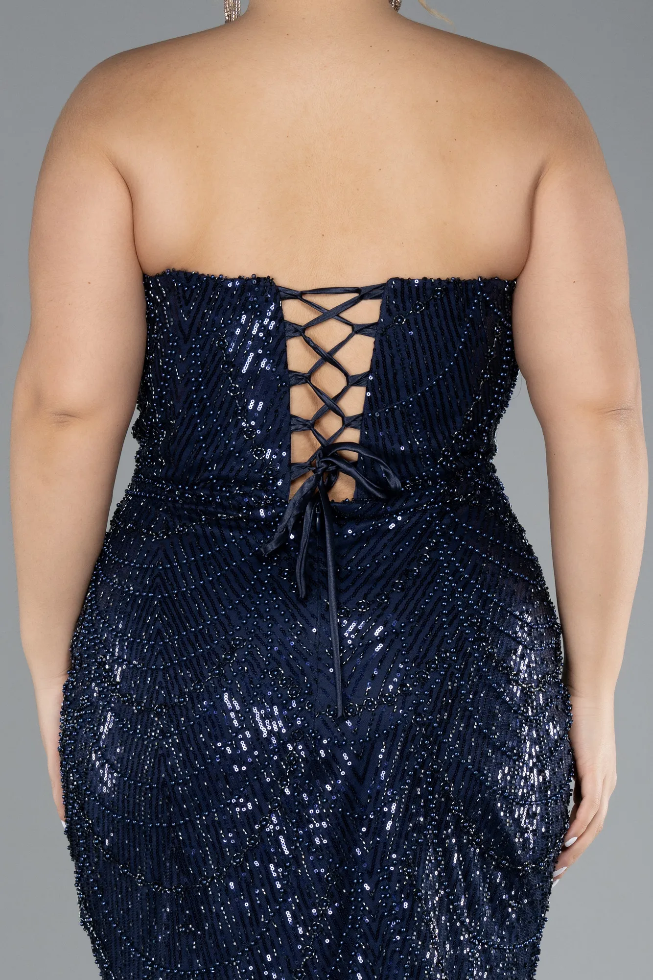 Navy Blue-Long Plus Size Engagement Dress ABU4384