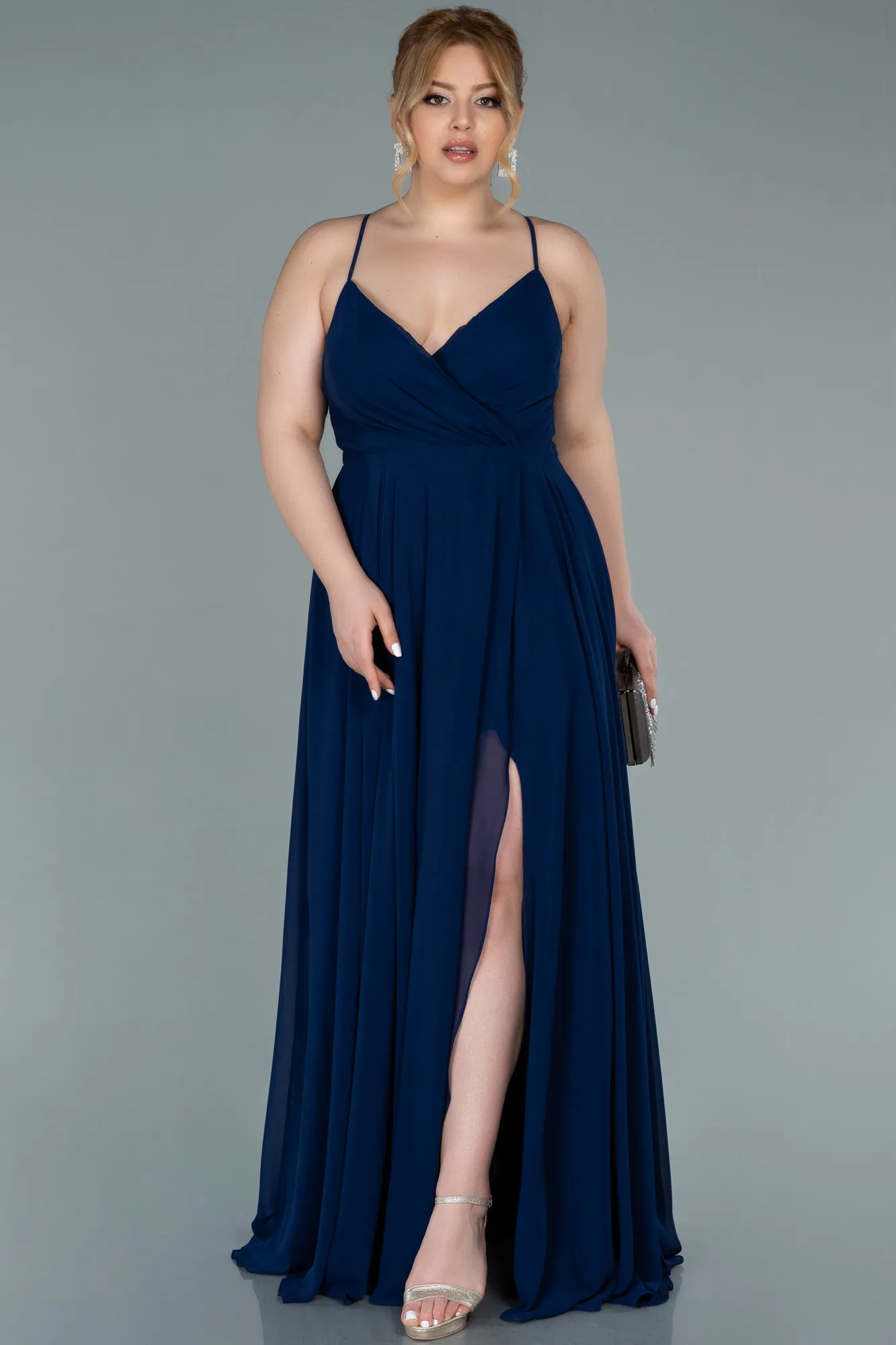 Navy Blue-Long Plus Size Evening Dress ABU1324