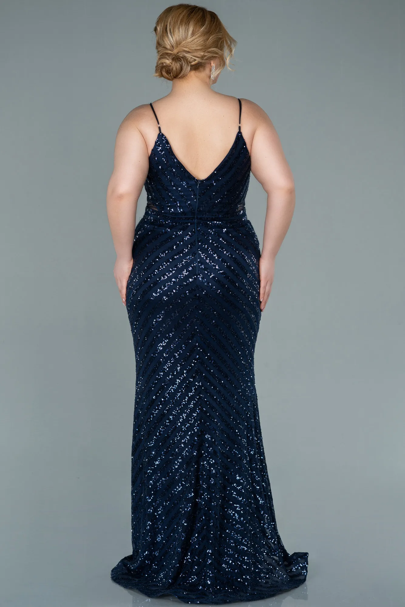 Navy Blue-Long Plus Size Evening Dress ABU1661