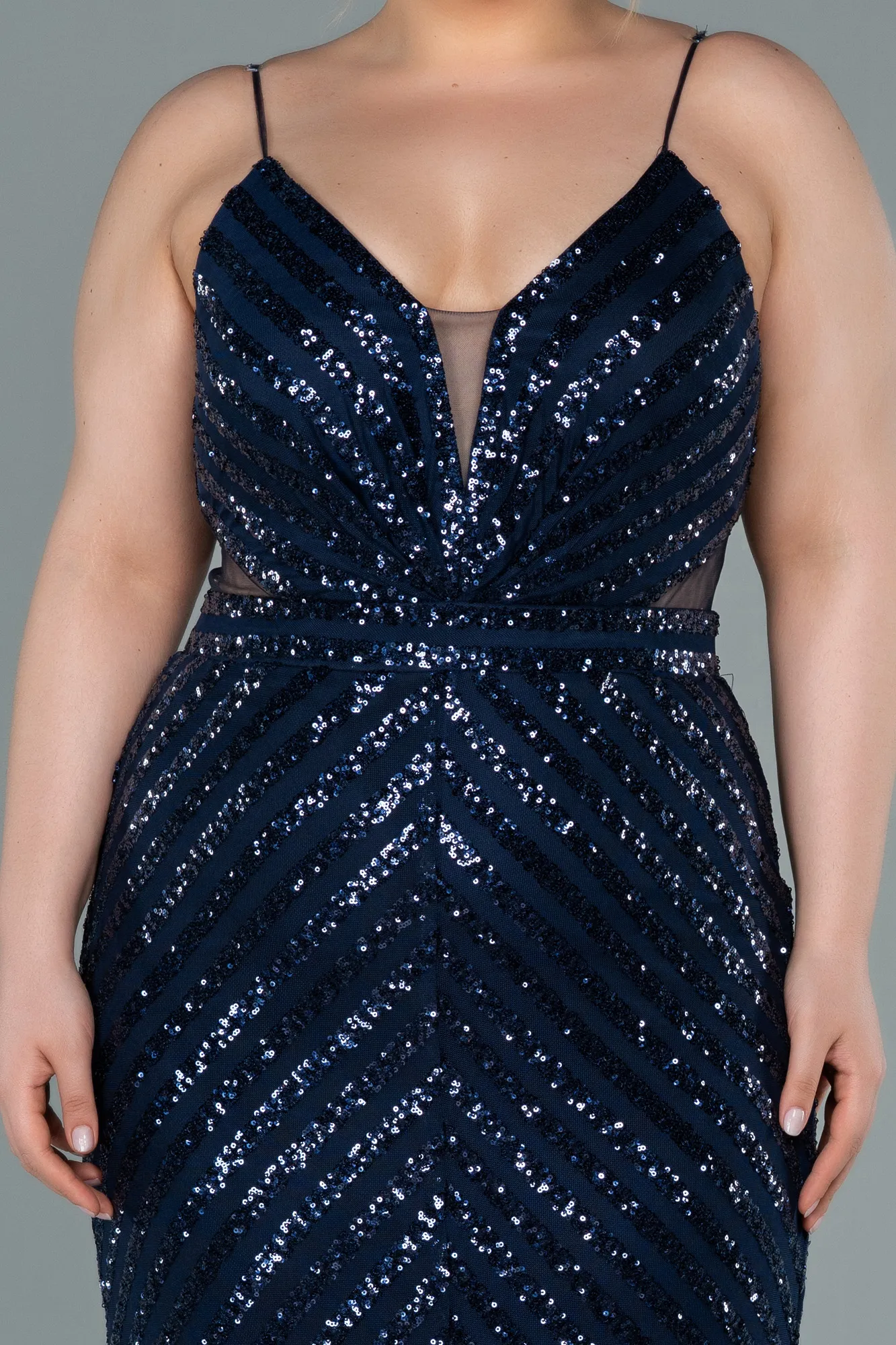 Navy Blue-Long Plus Size Evening Dress ABU1661