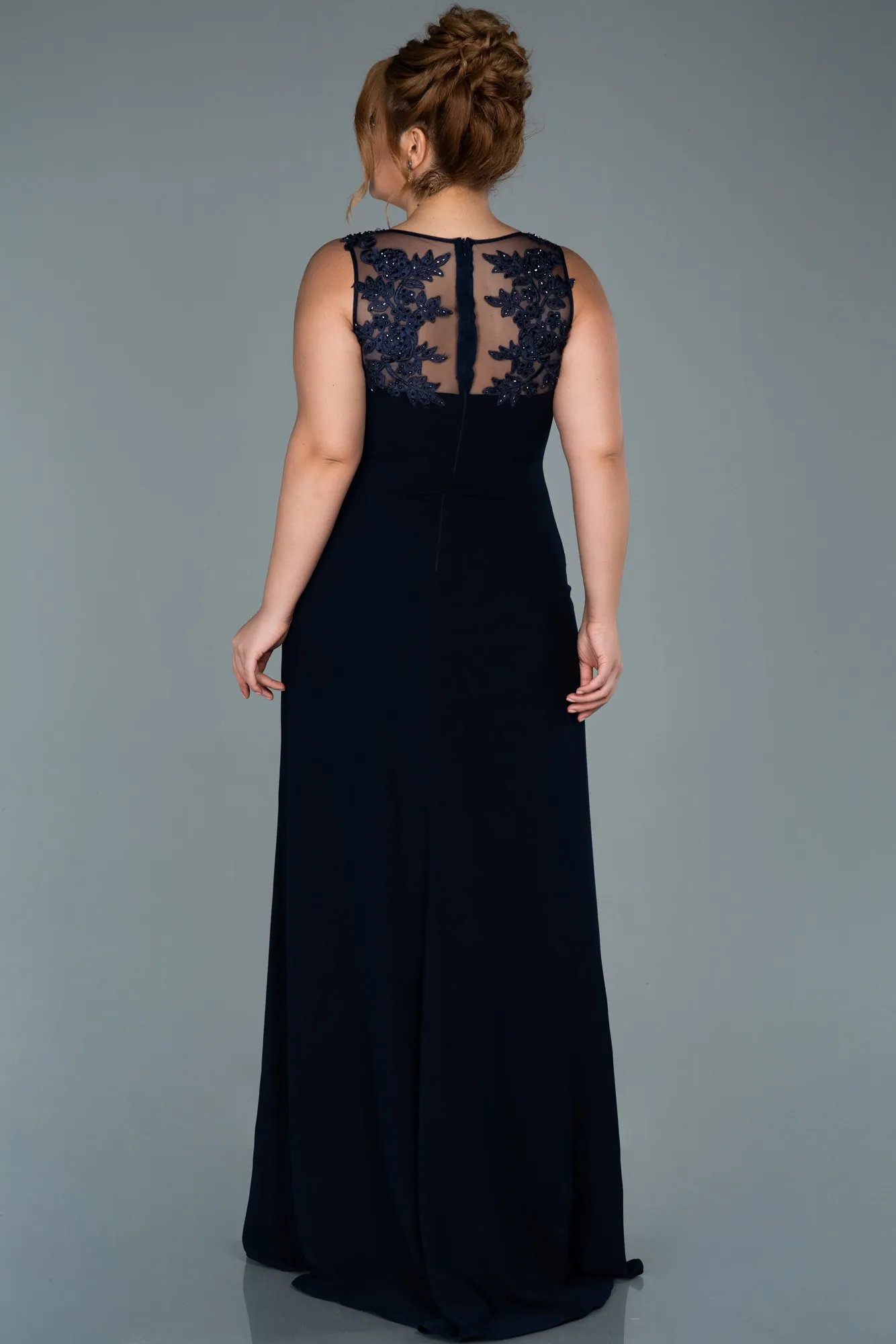 Navy Blue-Long Plus Size Evening Dress ABU1870