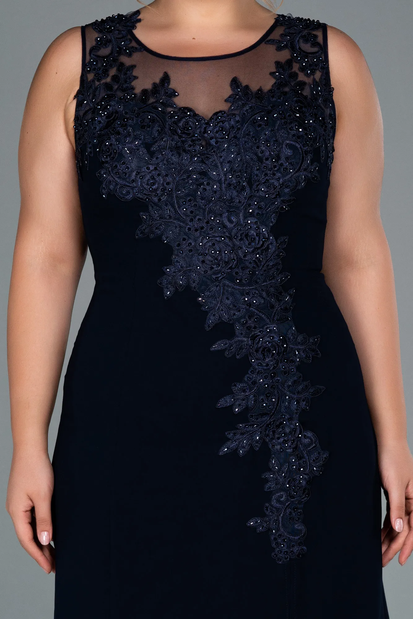 Navy Blue-Long Plus Size Evening Dress ABU1870