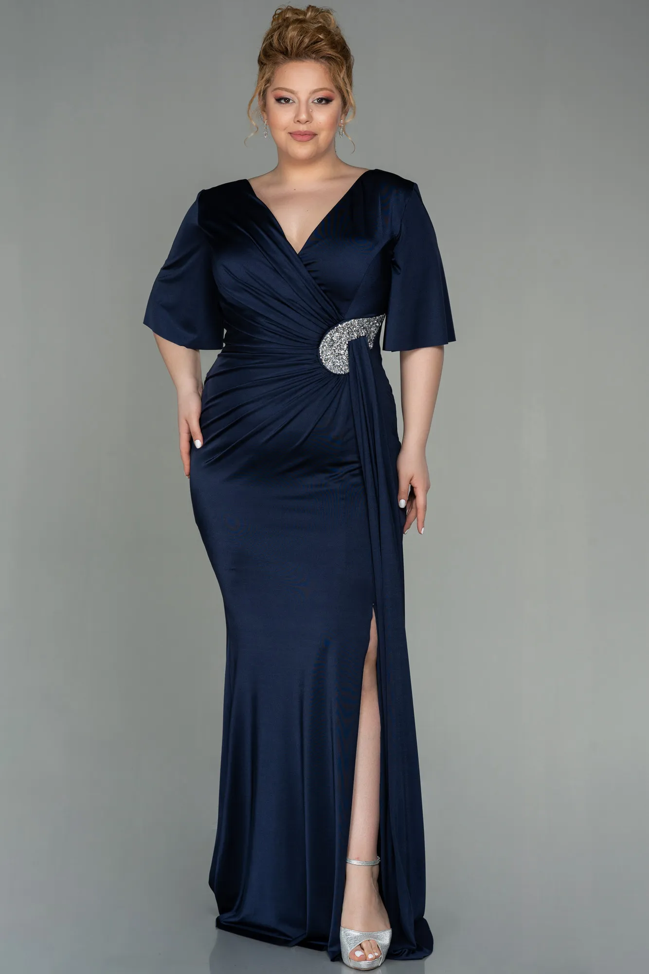 Navy Blue-Long Plus Size Evening Dress ABU2441