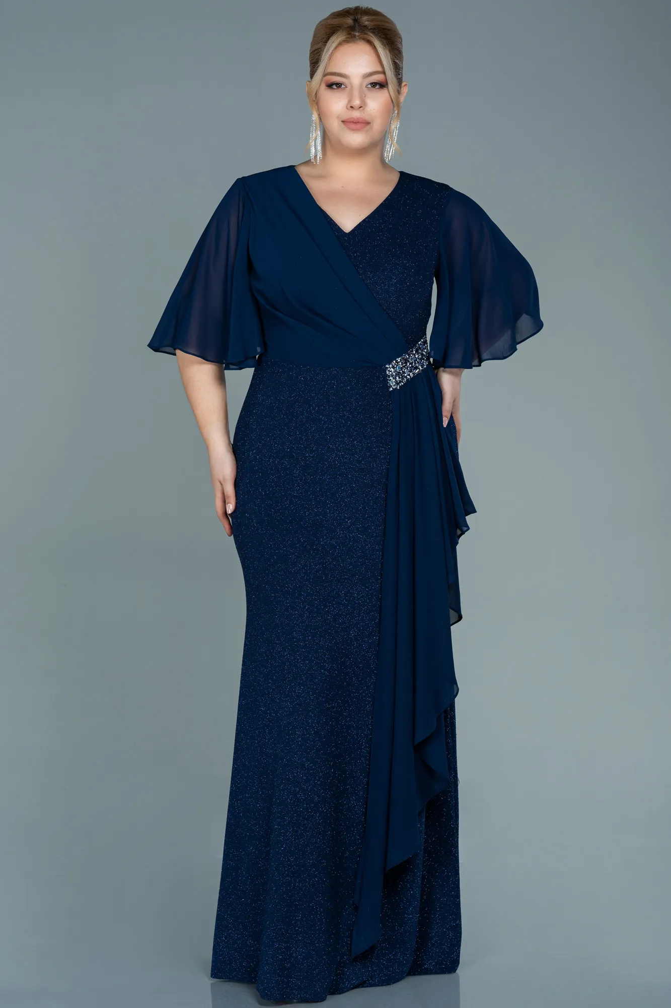 Navy Blue-Long Plus Size Evening Dress ABU2651