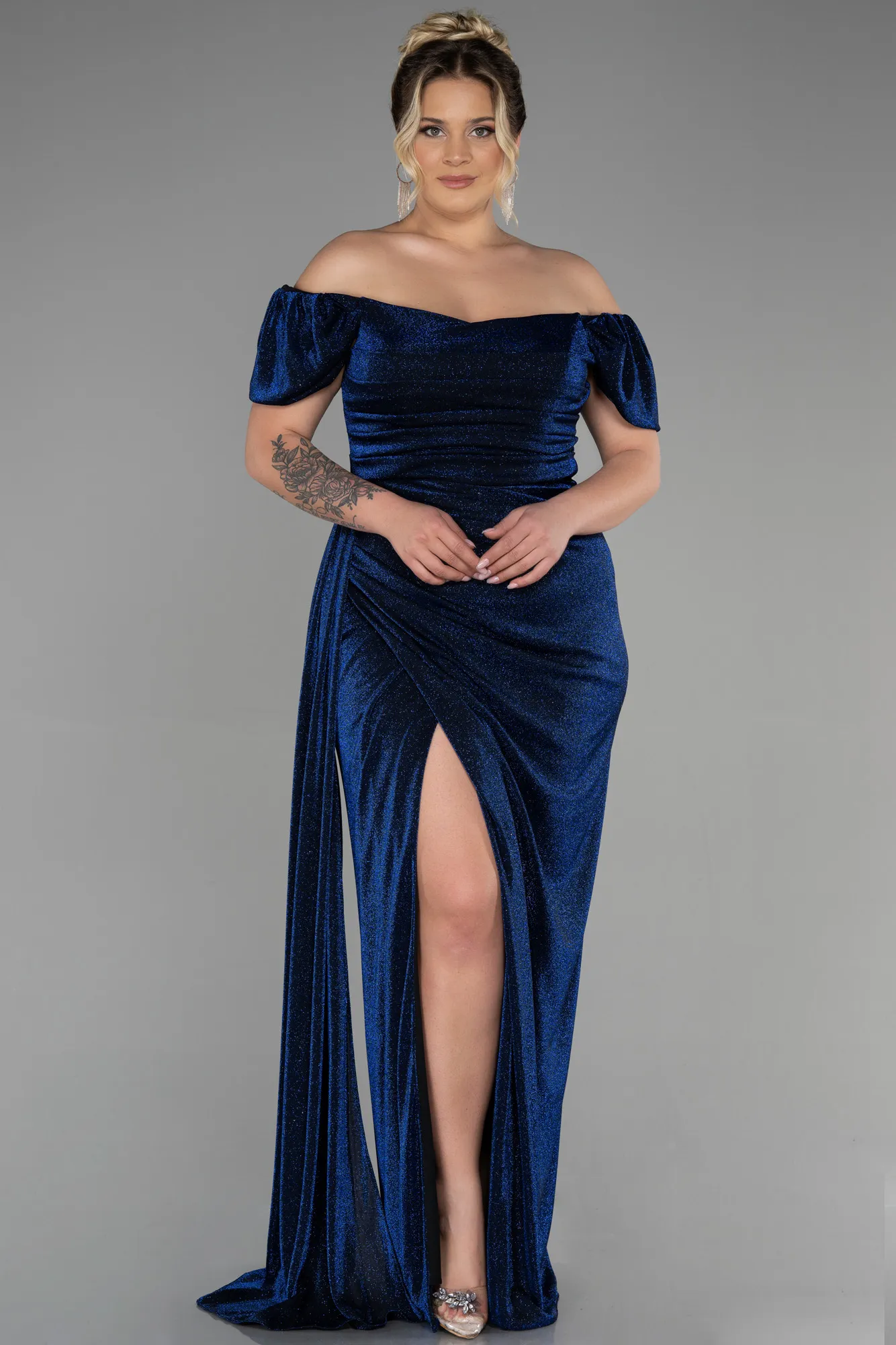 Navy Blue-Long Plus Size Evening Dress ABU2658