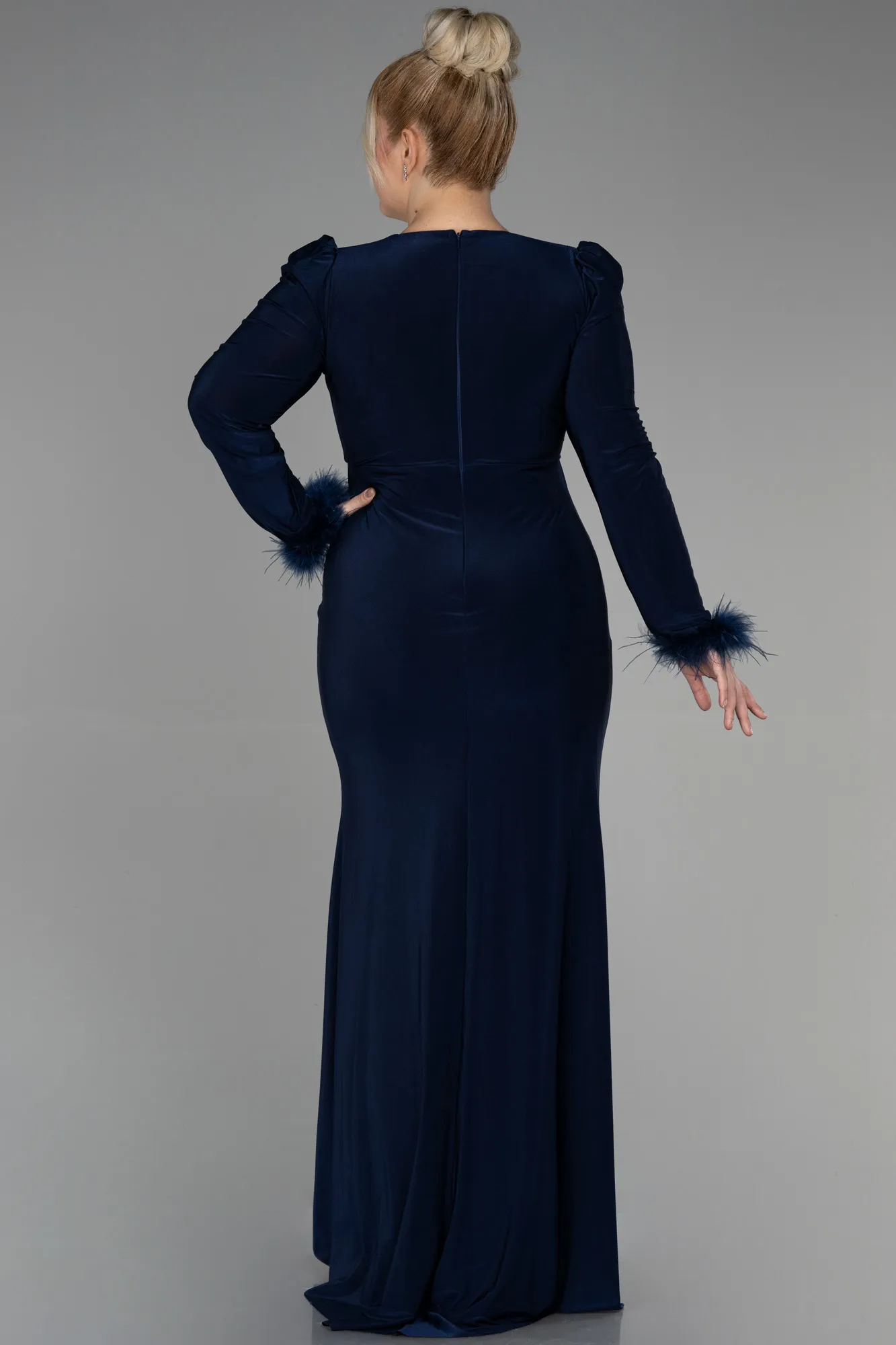 Navy Blue-Long Plus Size Evening Dress ABU2832