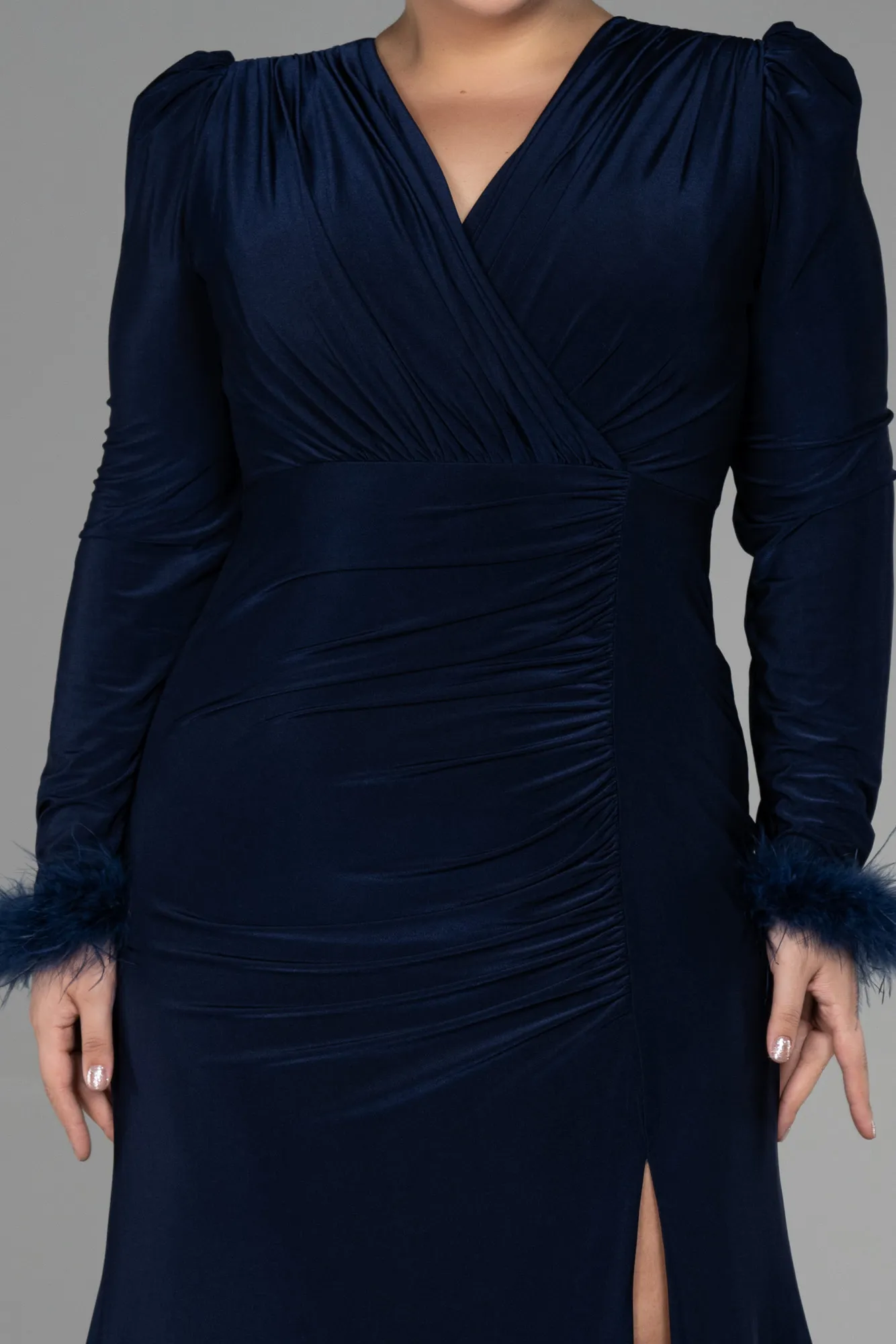 Navy Blue-Long Plus Size Evening Dress ABU2832