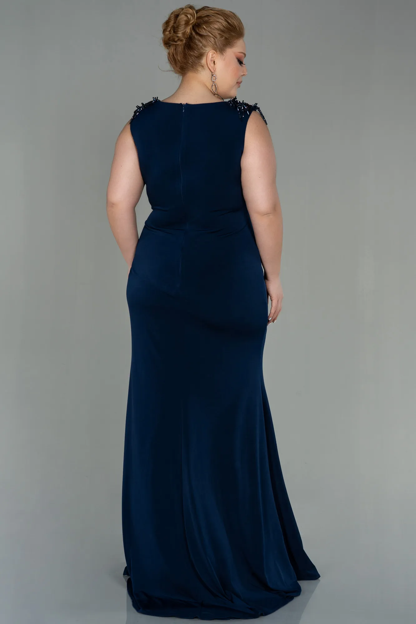 Navy Blue-Long Plus Size Evening Dress ABU2854