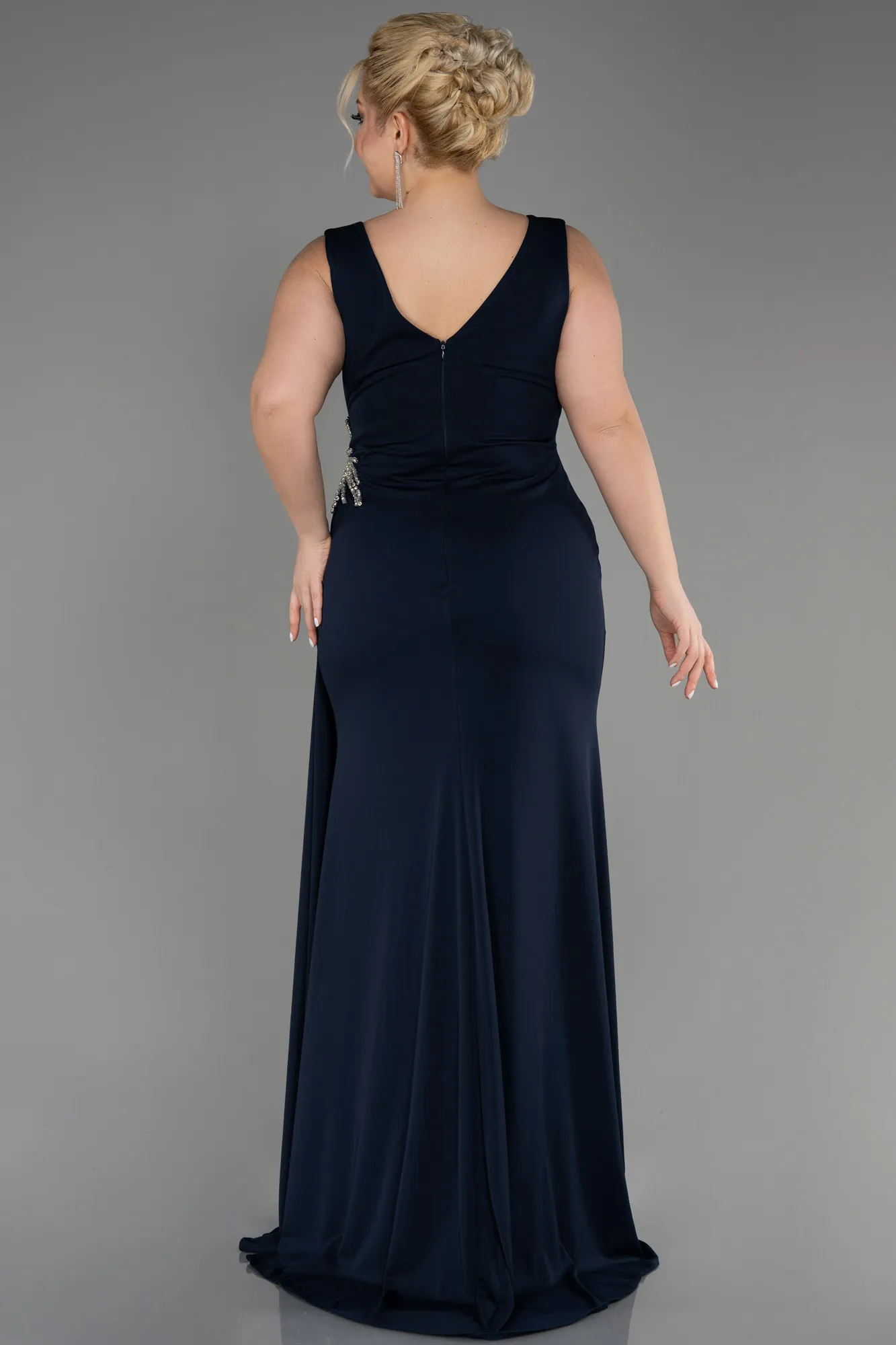 Navy Blue-Long Plus Size Evening Dress ABU2934