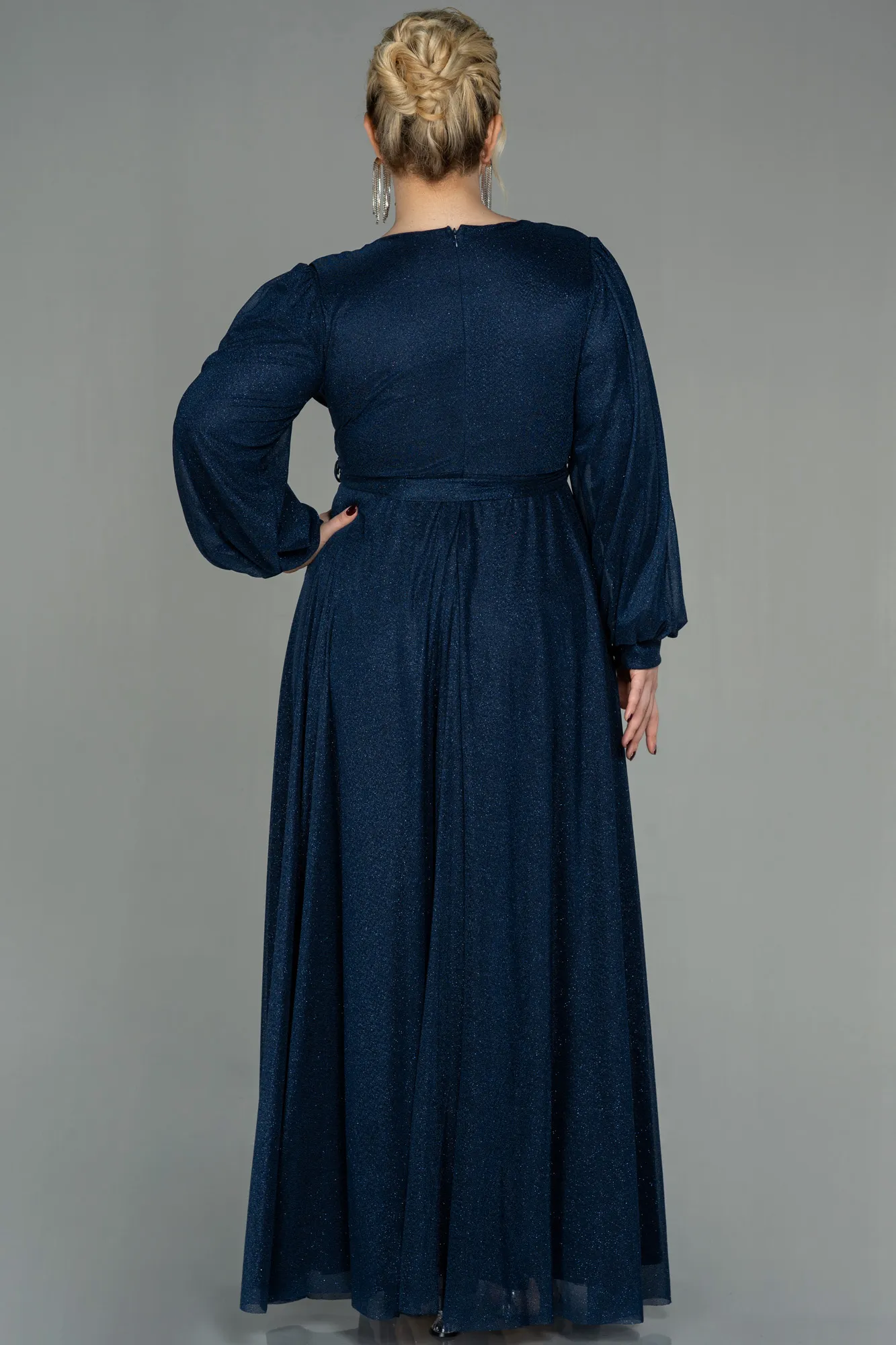 Navy Blue-Long Plus Size Evening Dress ABU2962