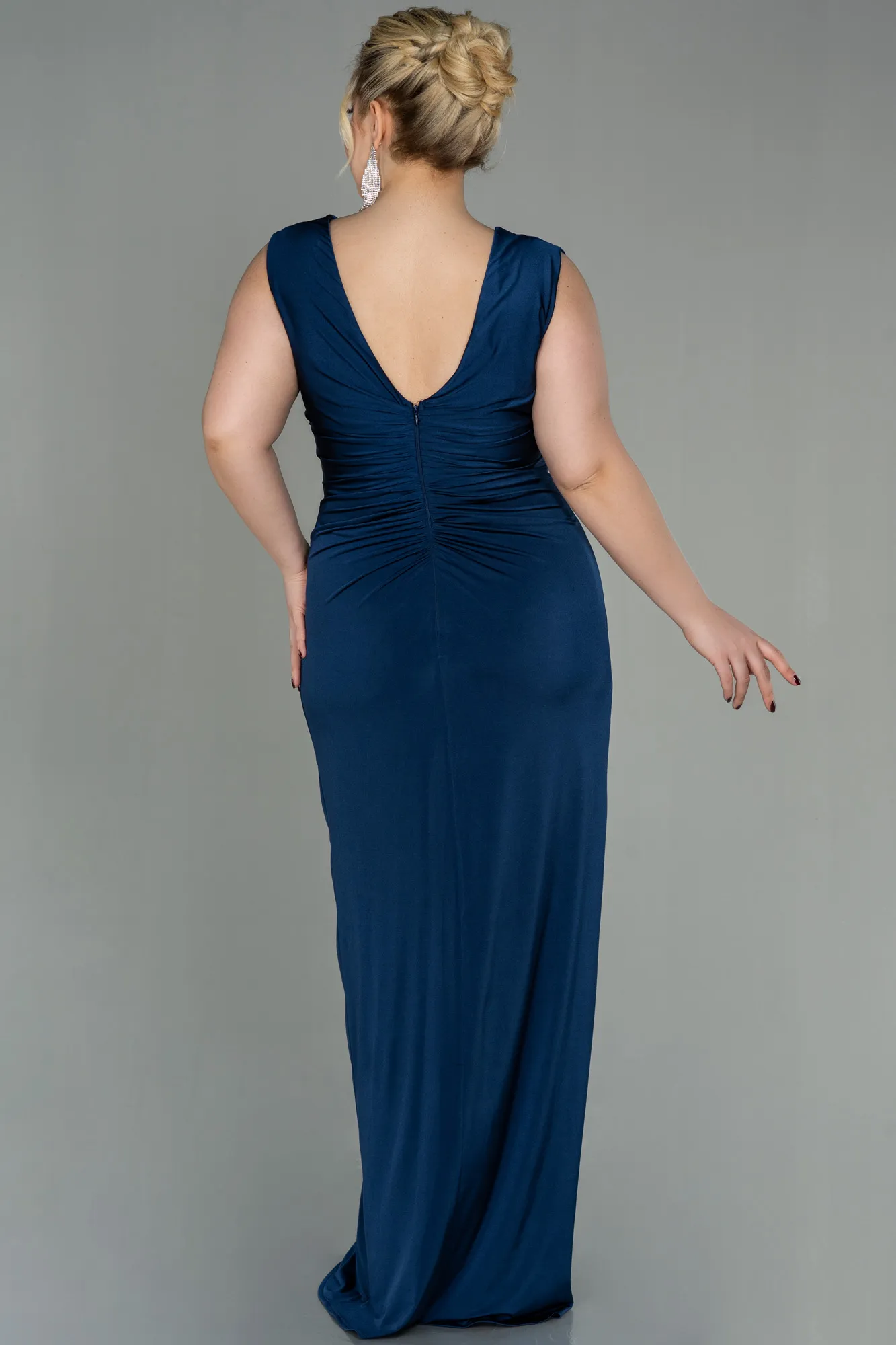 Navy Blue-Long Plus Size Evening Dress ABU2974