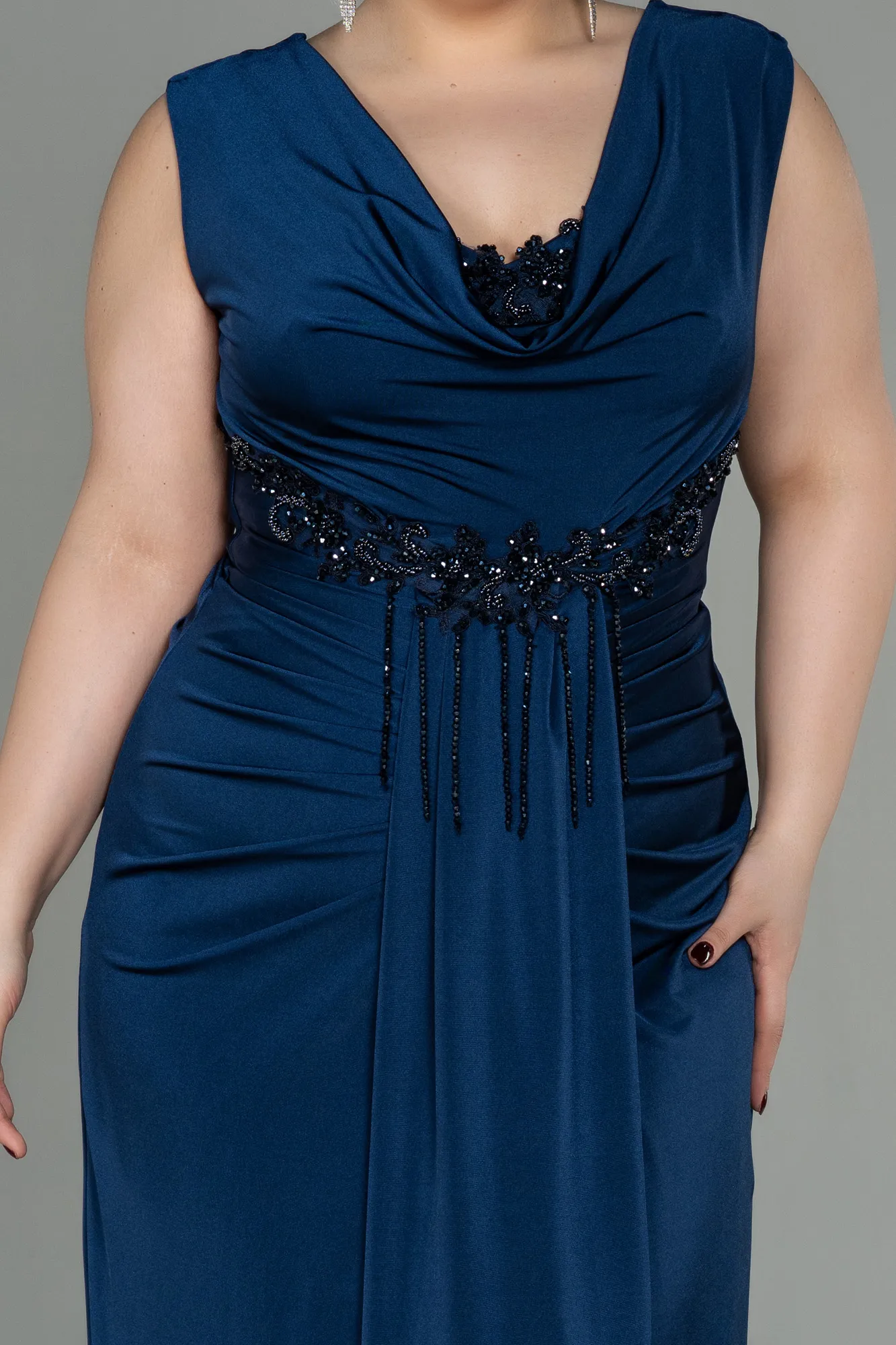 Navy Blue-Long Plus Size Evening Dress ABU2974