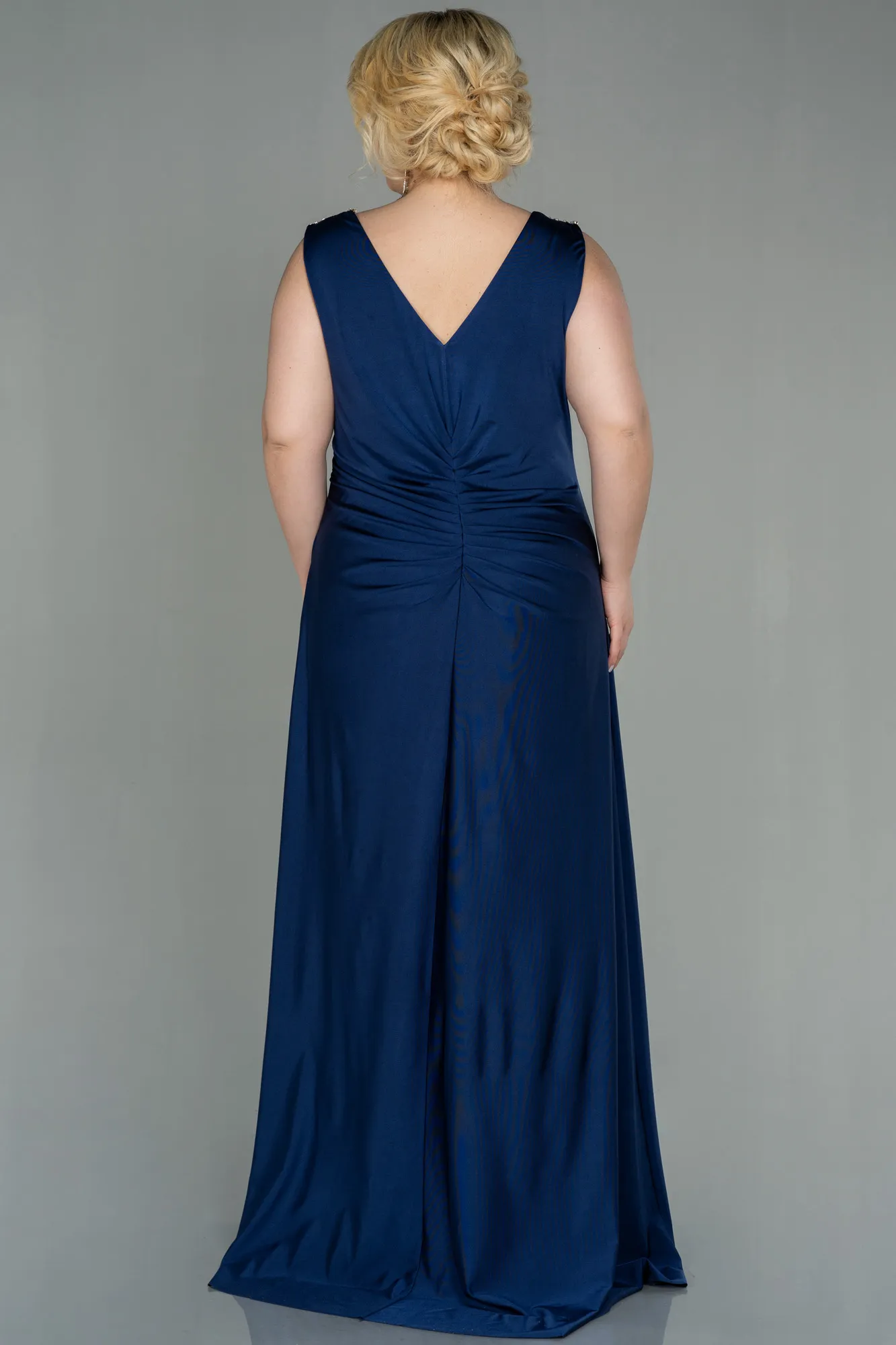 Navy Blue-Long Plus Size Evening Dress ABU3018