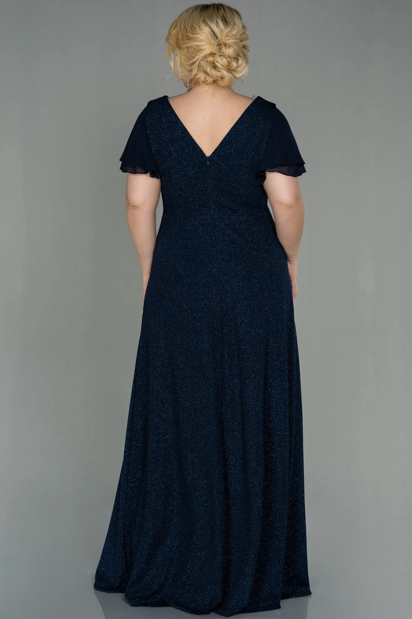 Navy Blue-Long Plus Size Evening Dress ABU3019