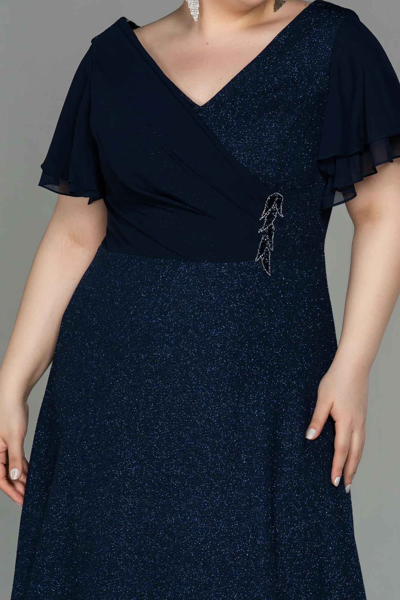 Navy Blue-Long Plus Size Evening Dress ABU3019