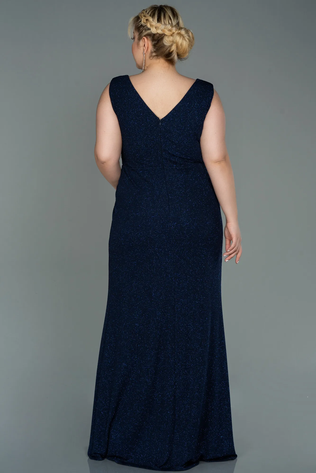 Navy Blue-Long Plus Size Evening Dress ABU3074
