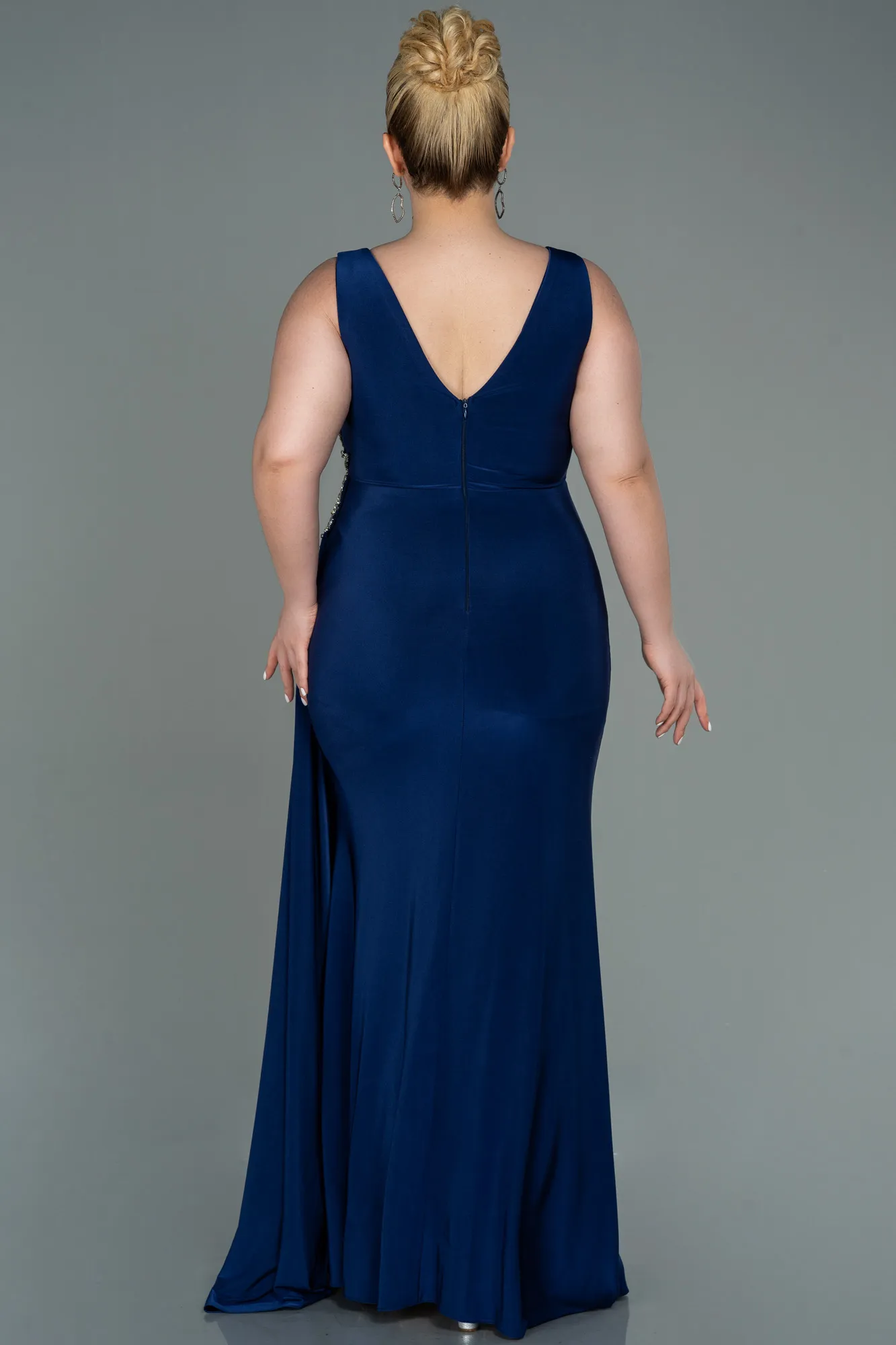 Navy Blue-Long Plus Size Evening Dress ABU3122