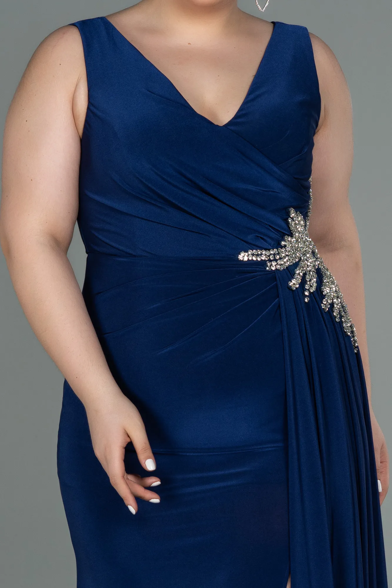 Navy Blue-Long Plus Size Evening Dress ABU3122