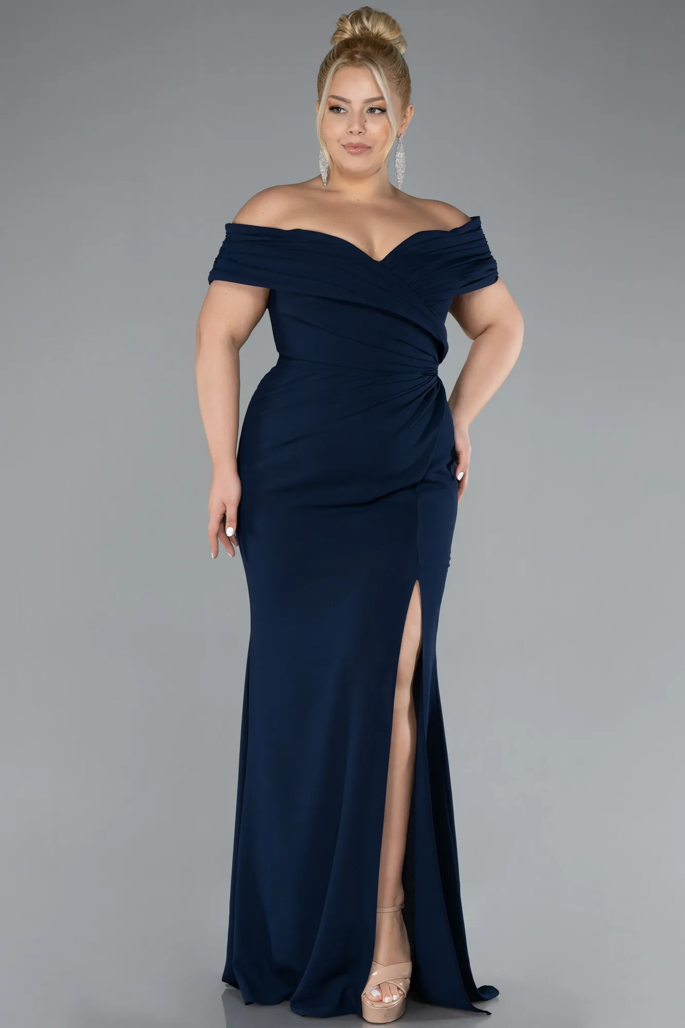 Navy Blue-Long Plus Size Evening Dress ABU3172