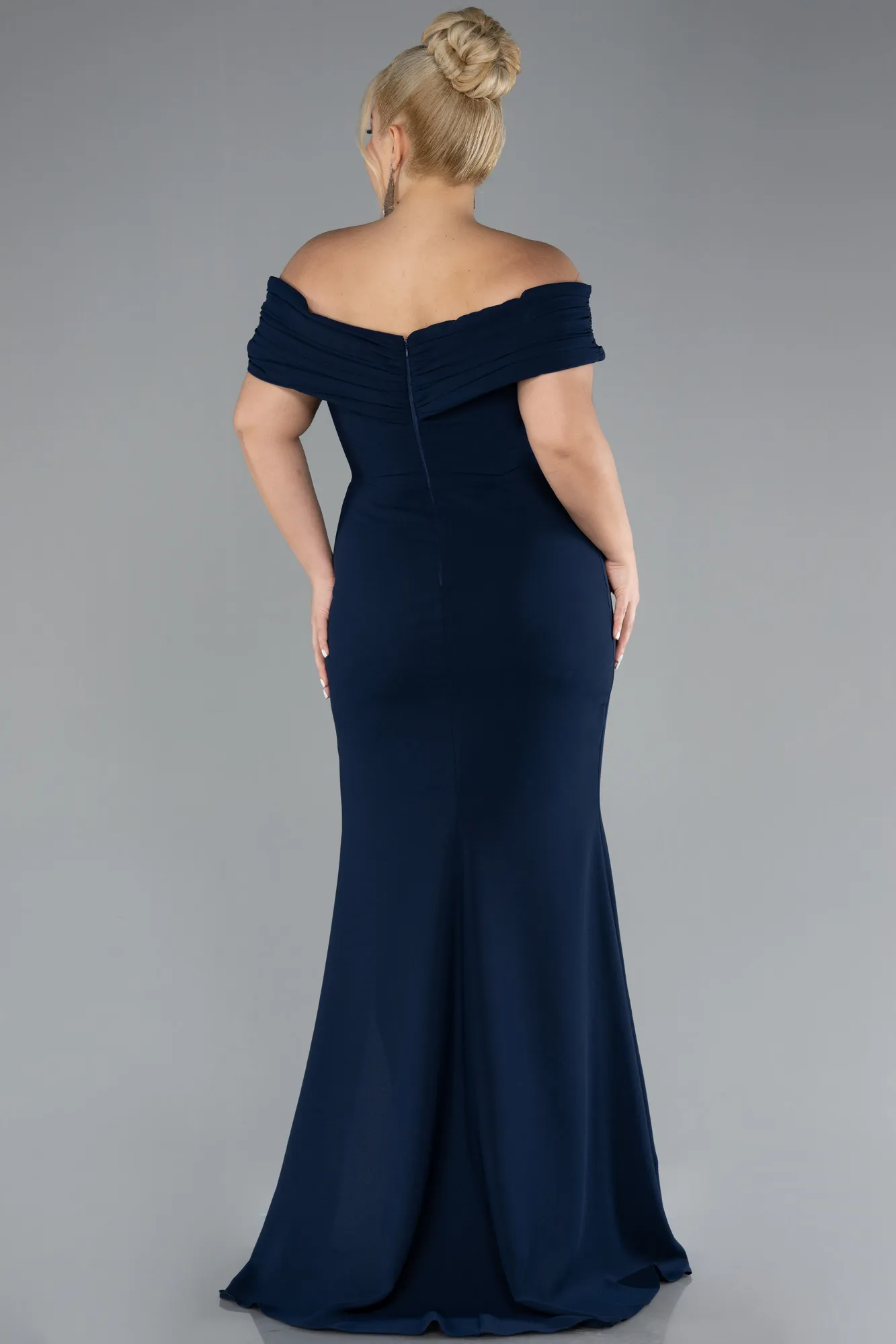 Navy Blue-Long Plus Size Evening Dress ABU3172