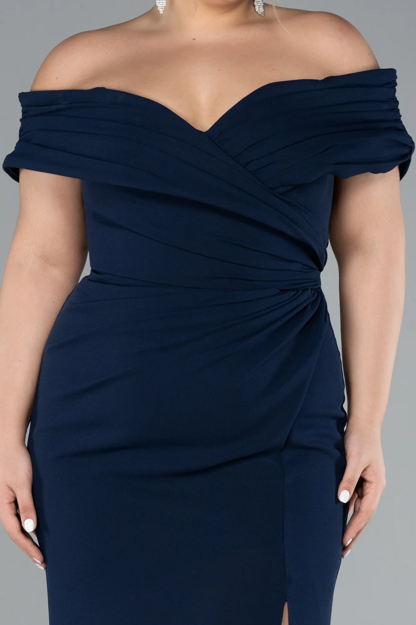 Navy Blue-Long Plus Size Evening Dress ABU3172