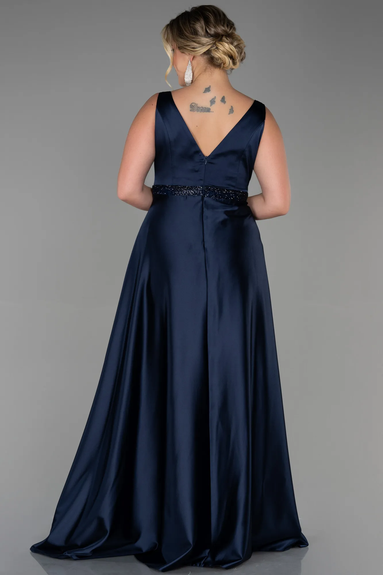 Navy Blue-Long Plus Size Evening Dress ABU3200