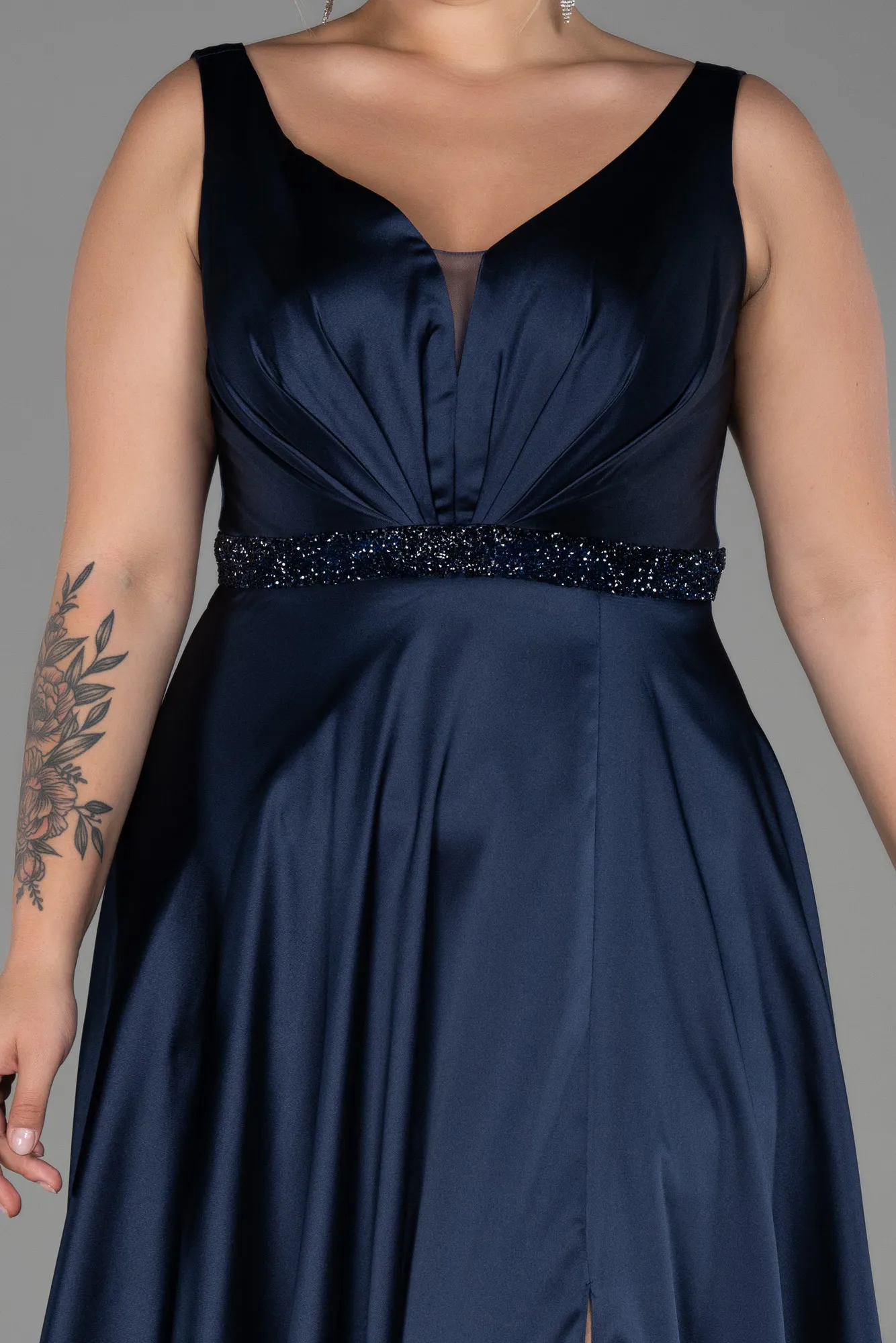 Navy Blue-Long Plus Size Evening Dress ABU3200