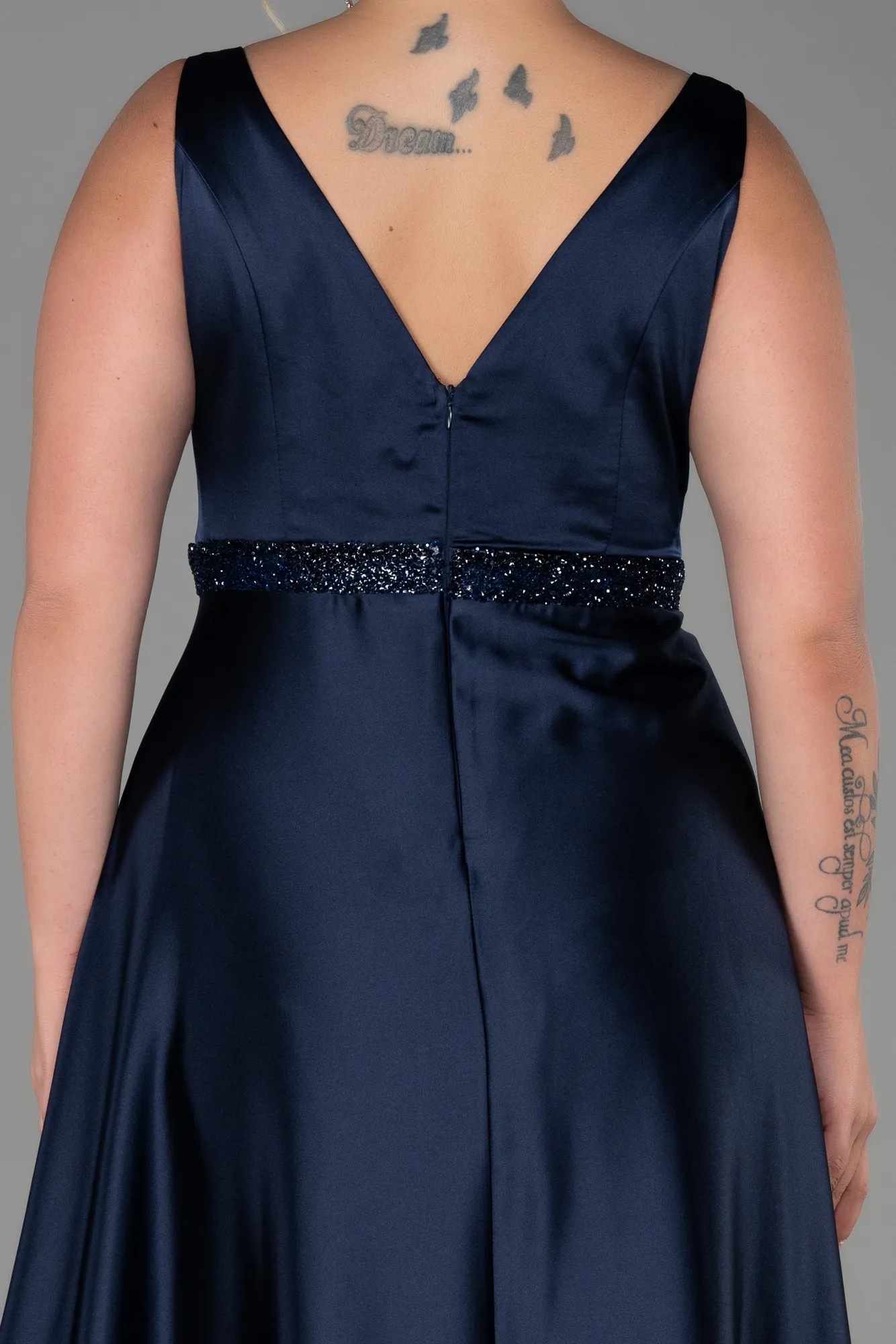 Navy Blue-Long Plus Size Evening Dress ABU3200