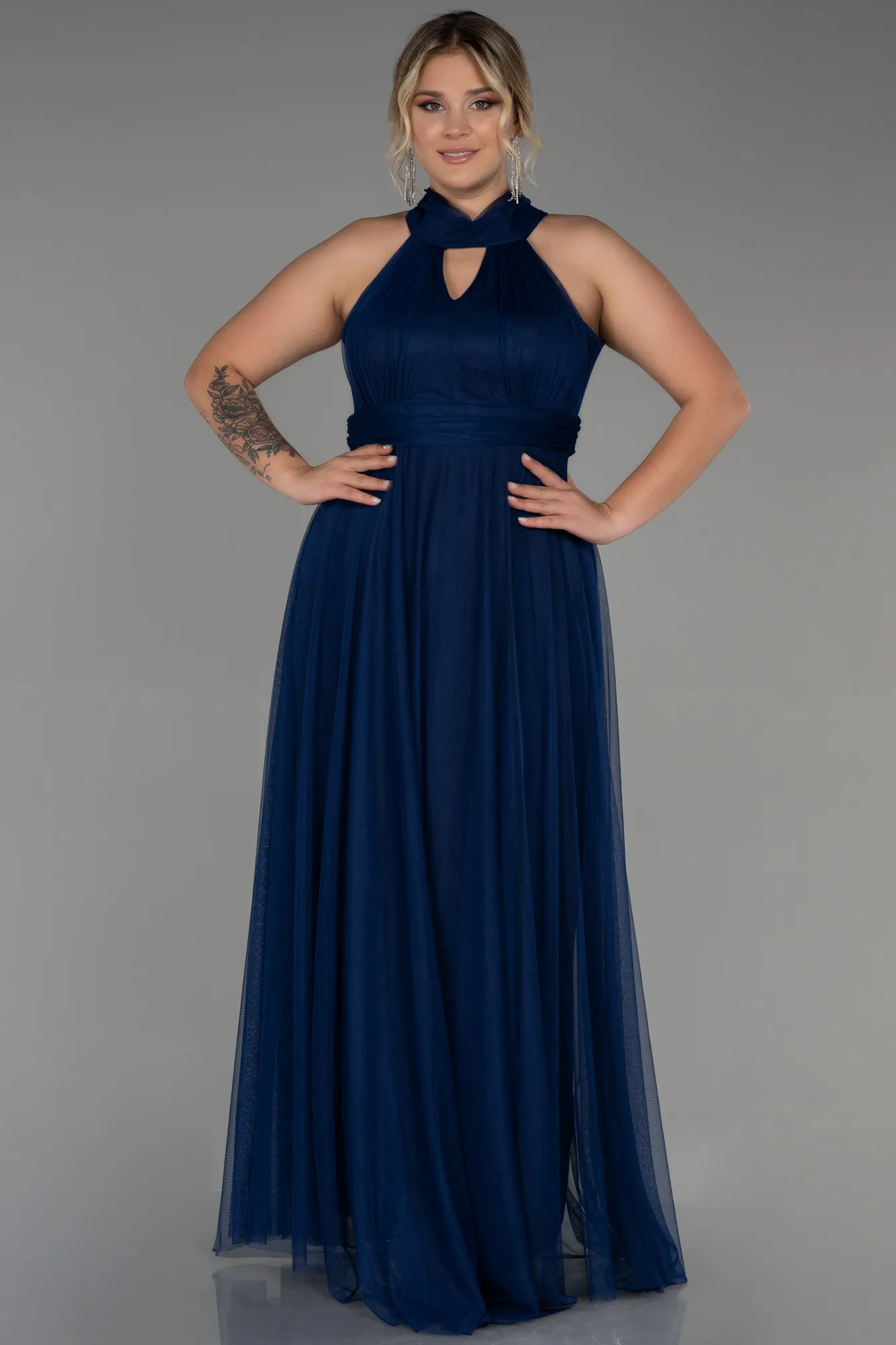Navy Blue-Long Plus Size Evening Dress ABU3253